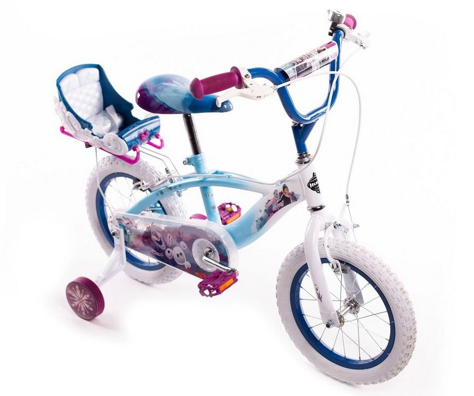 Huffy Kinderfahrrad 14 Zoll Kinder Mädchen Fahrrad Frozen die Eiskönigin  Elsa Huffy 24971w, 1 Gang, Puppensitz, Stützräder