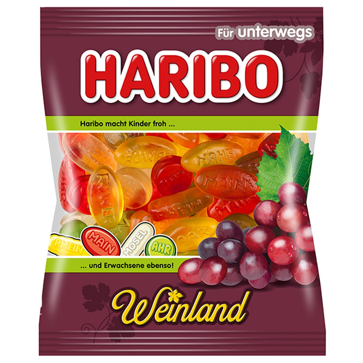 HARIBO Süßigkeit, Haribo Weinland echtes Weingummi weich fruchtig leicht sauer 100g