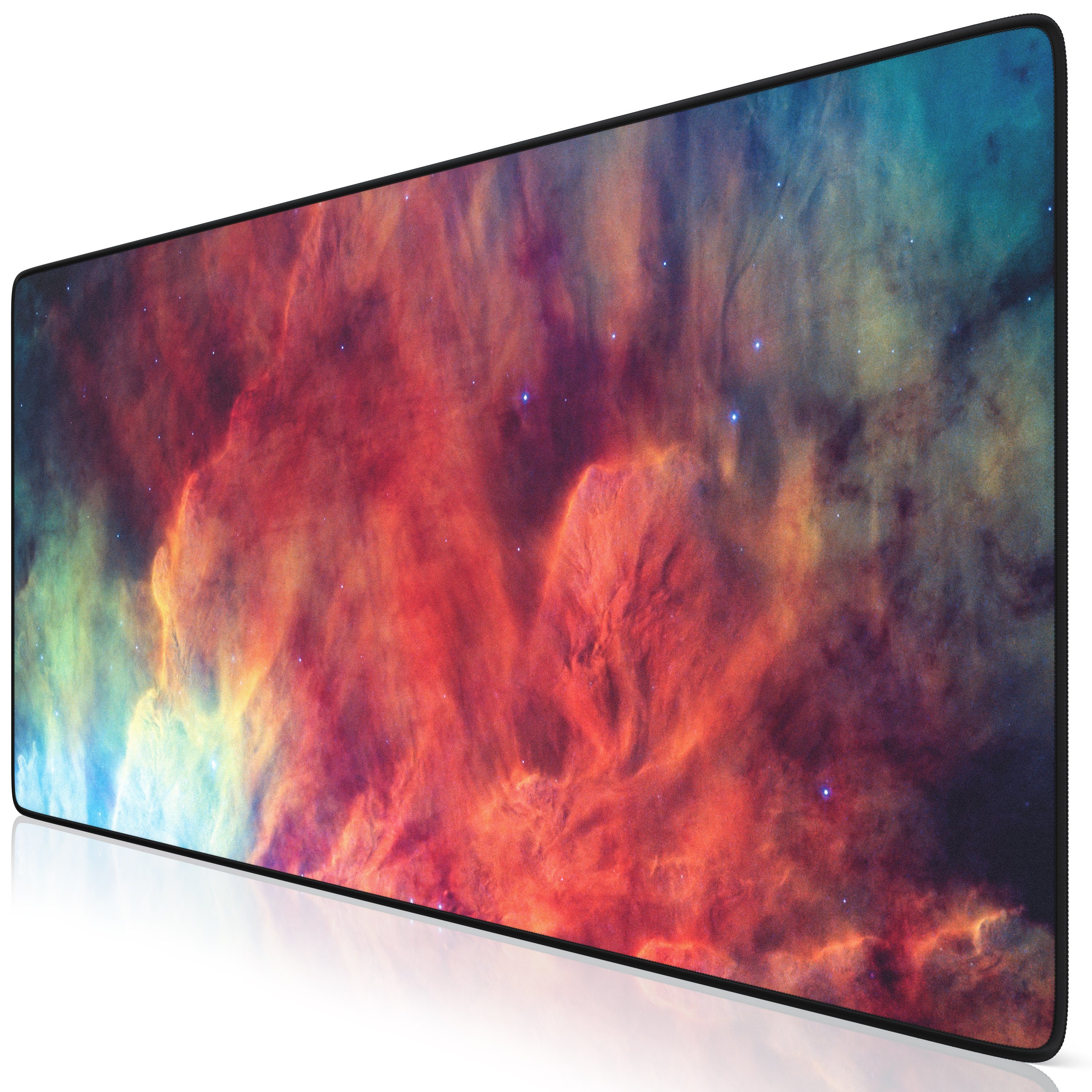 Titanwolf Gaming Mauspad XXL Speed Mousepad 900 x 400 x 3 mm, große Tischunterlage (1-St), rutschfest, abwaschbar, Geschwindigkeit & Präzision, Lagoon Nebula