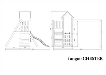 FUNGOO Spielturm Chester, mit Schaukel & Rutsche