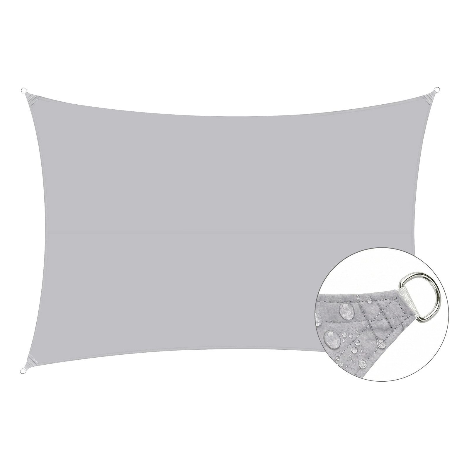 SUNULA Sonnensegel Balkon 160g/m² Polyester UV Schutz Sonnenschutz Terrasse Garten, Rechteckig, Hellgrau 3 x 4 m