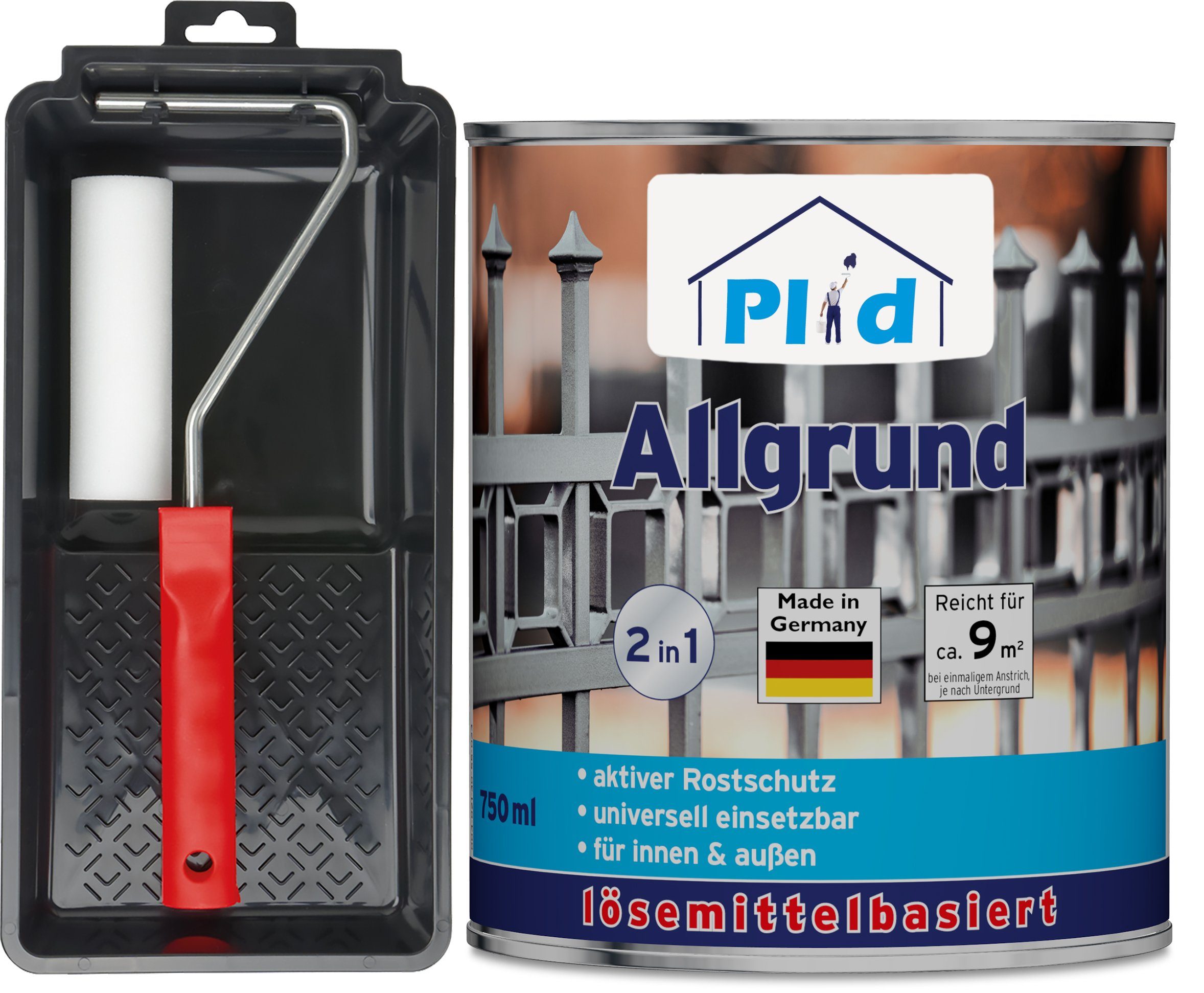 plid Grundierfarbe Premium Allgrund Rostgrundierung Grundierung Set, schnelltrocknend