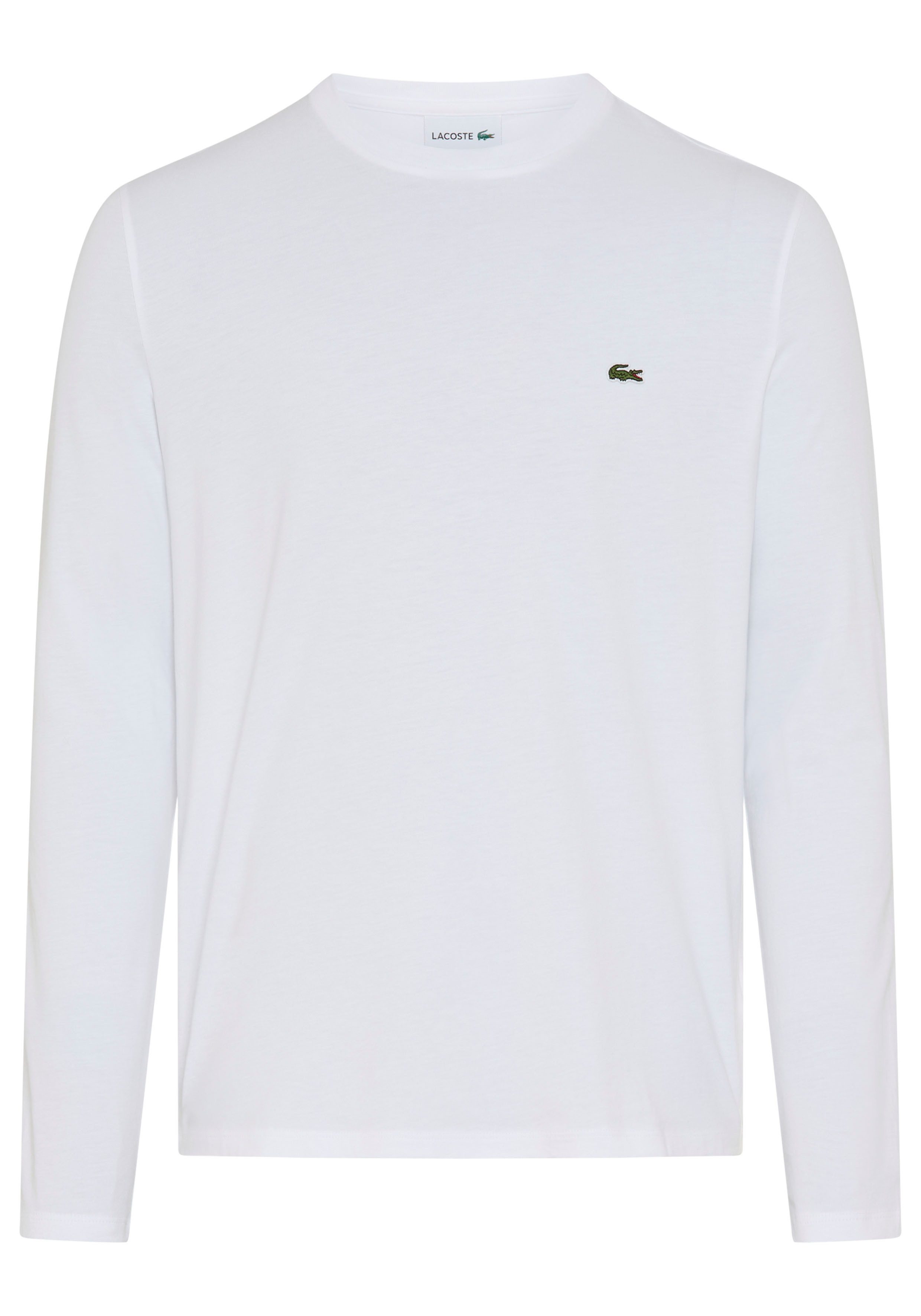 Lacoste Langarmshirt Rundhalsausschnitt, reine Baumwolle, Regular Fit