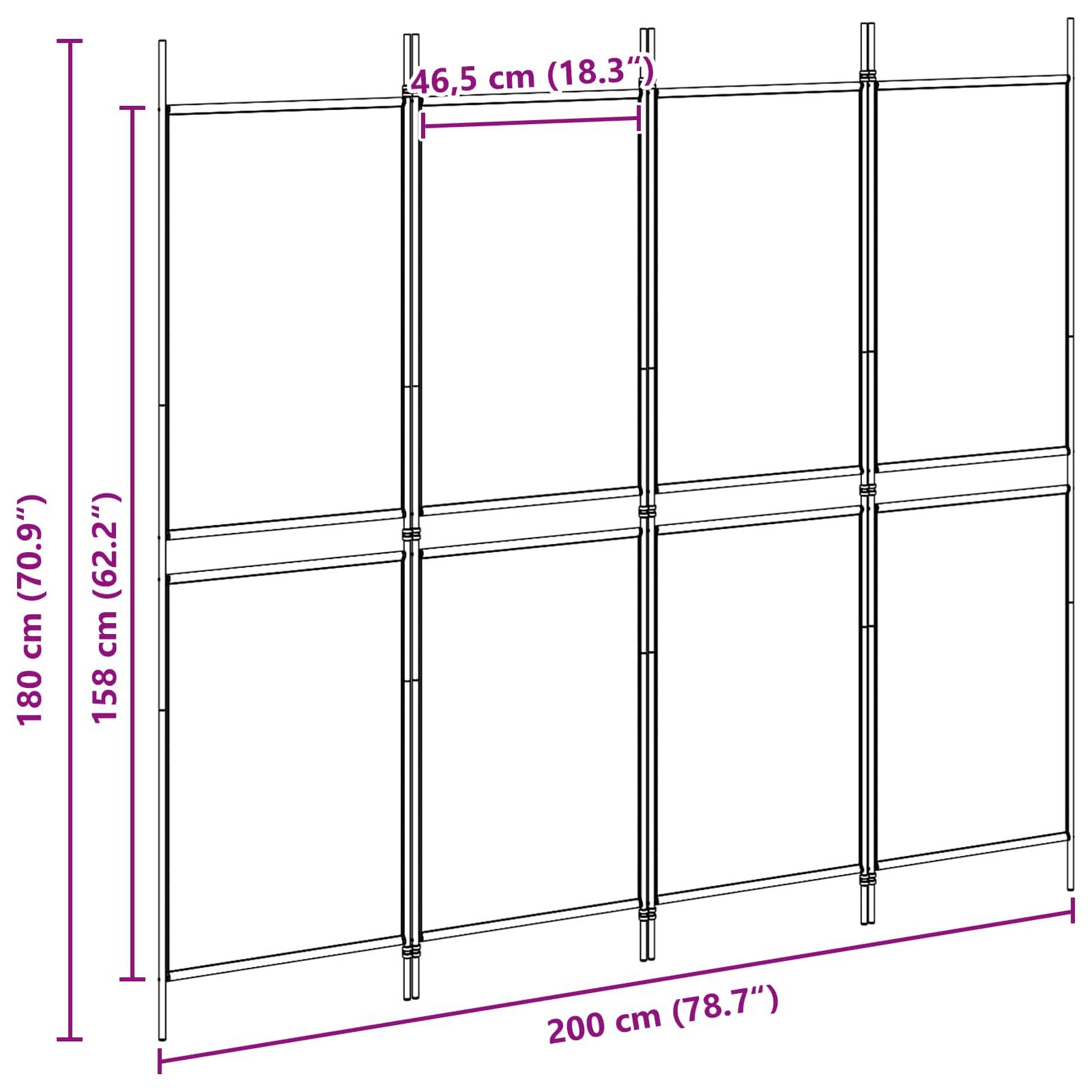 vidaXL Raumteiler 4-teiliger Raumteiler Beige 200 x 180 cm Stoff, 1-tlg.