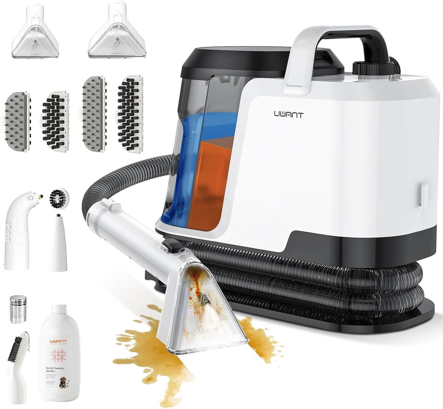 Redkey Teppichreinigungsgerät Uwant Y100 Steam 3-in-1 Teppichreinigungsgerät 18000PA, 1750 W, beutellos, 100°C Dampf, 65°C HeiBwasser, Kaltwasser-Funktion, Selbstreinigung