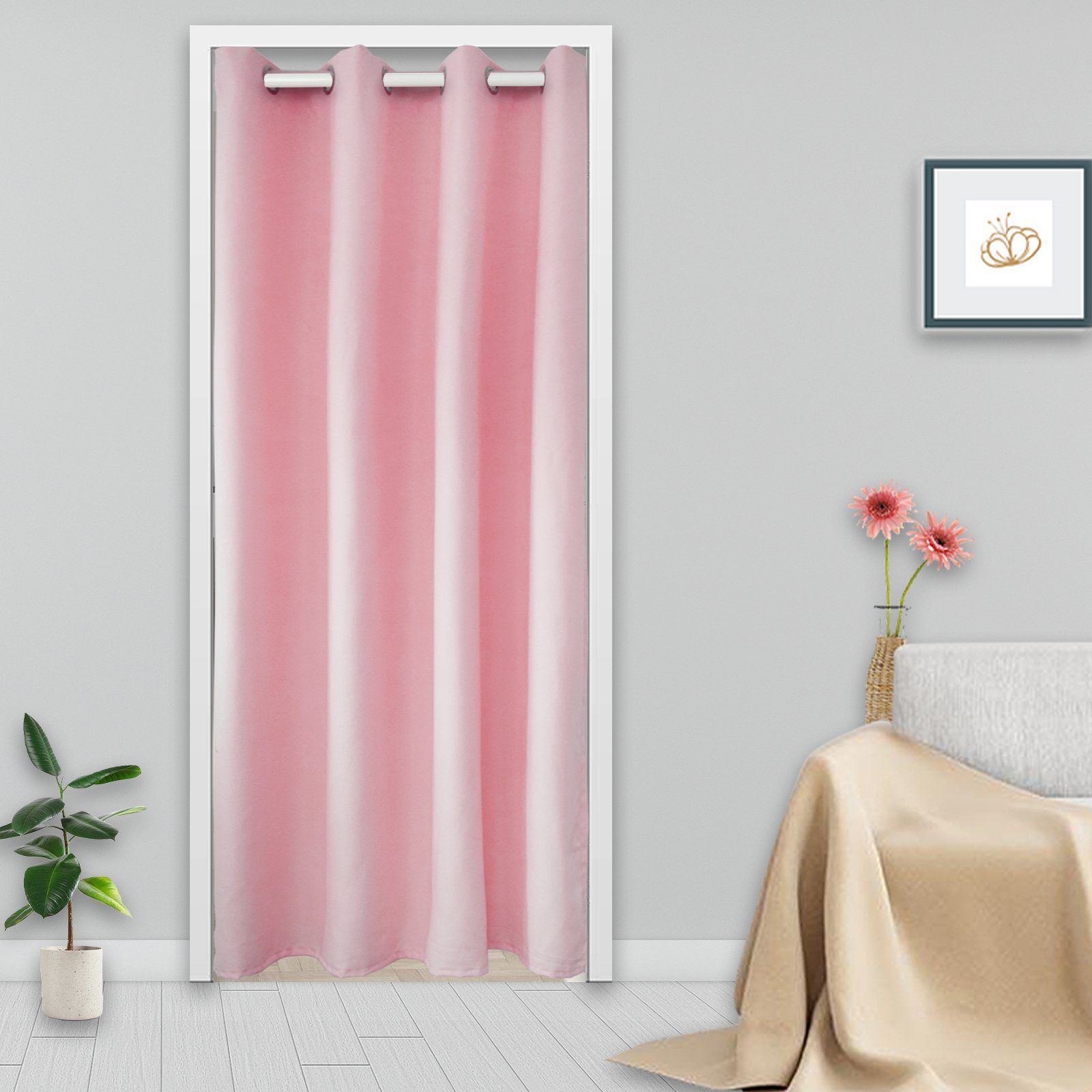 Türvorhang Baumwolle, wärmeisoliert, Ösen, für Tür Deko, Rosnek, (1 St), H×B: 203×132;244×132 Rosa