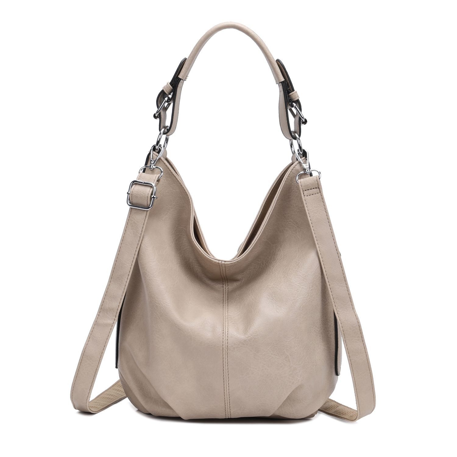 ITALYSHOP24 Schultertasche DAMEN SHOPPER Hobo Bag Umhängetasche Handtasche City Bag Cross-Over (Spar-Set: Henkel Tasche mit Schultergurt, Workbag Leder Optik, 2-tlg., mit Henkel und Schultergurt), Damentasche Freizeit Abend Leder Optik Henkeltasche Reise Crossbody