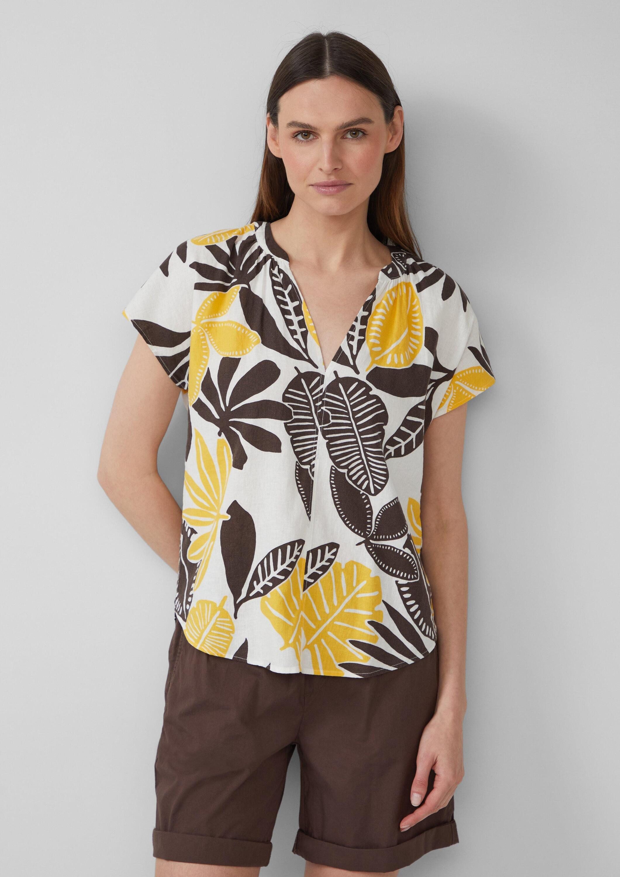 s.Oliver Kurzarmbluse Bluse Ärmellose Bluse aus Leinenmix im Relaxed Fit