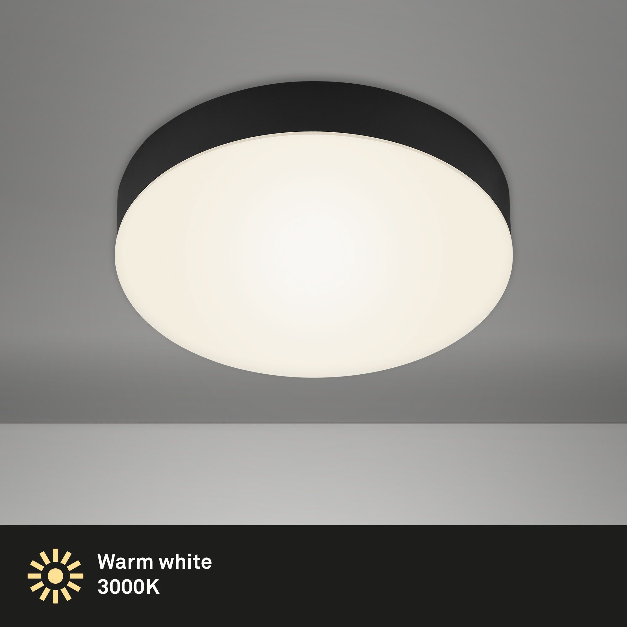 Briloner Leuchten Deckenleuchte LED Aufbauleuchte Deckenlampe Warmweiß Flur Wohnzimmer FLAME, LED fest integriert, Warmweiß, Deckenlampe, Wohnzimmer, Schlafzimmer, Küche
