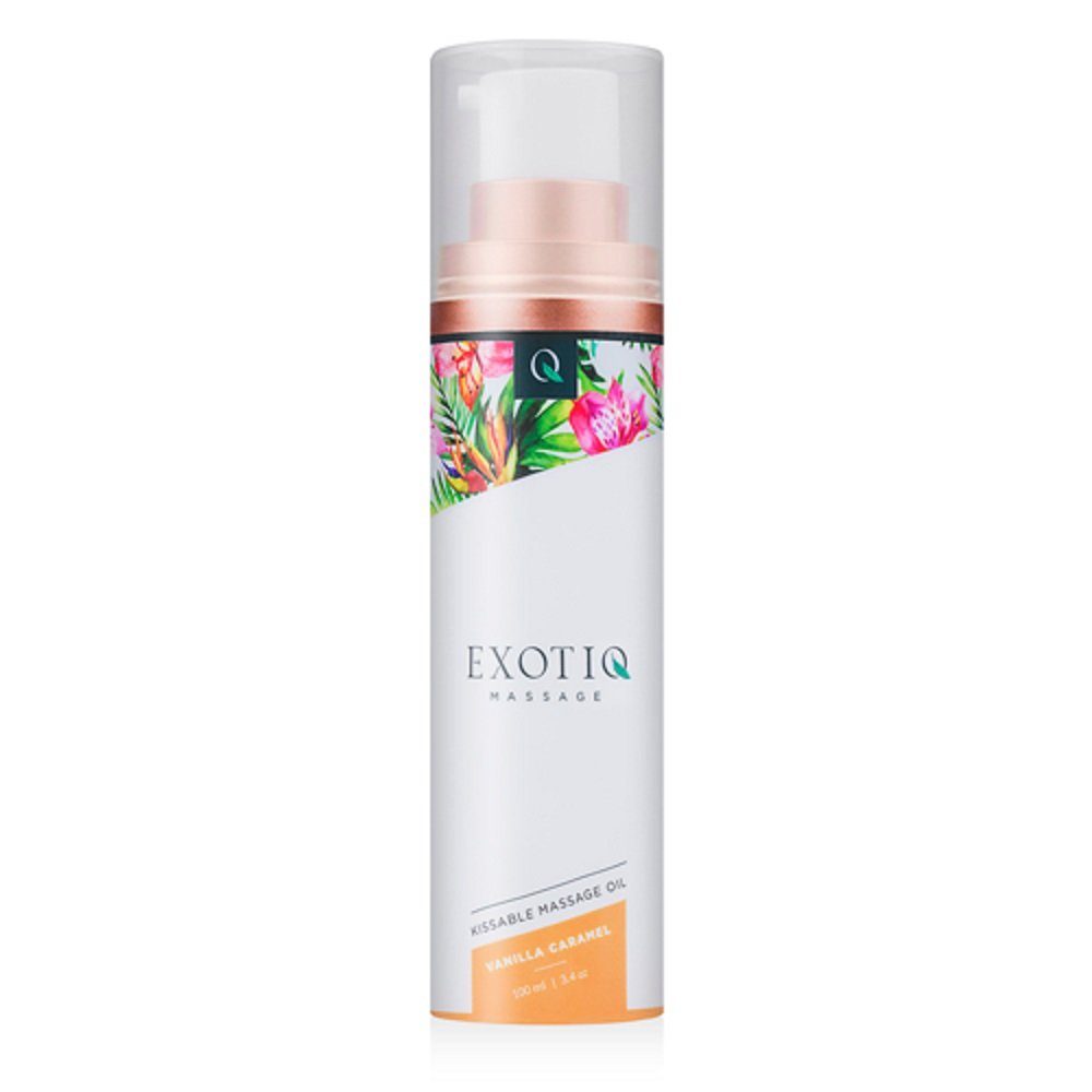 Exotiq Gleit- & Massageöl Vanilla Caramel (Vanille Karamell), Flasche mit 100ml, 1-tlg., köstlich duftendes Massageöl - seidig-weich & pflegend