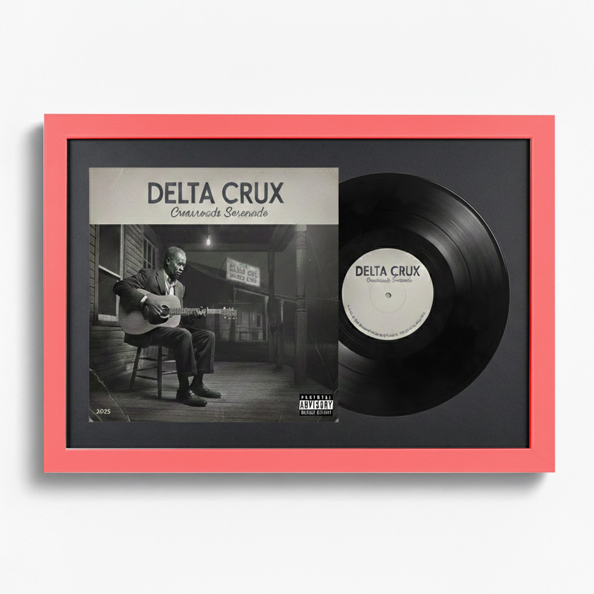 K-Möbel Bilderrahmen Schallplatten Rahmen für Vinyl und Cover, (2 St), mit Passepartout