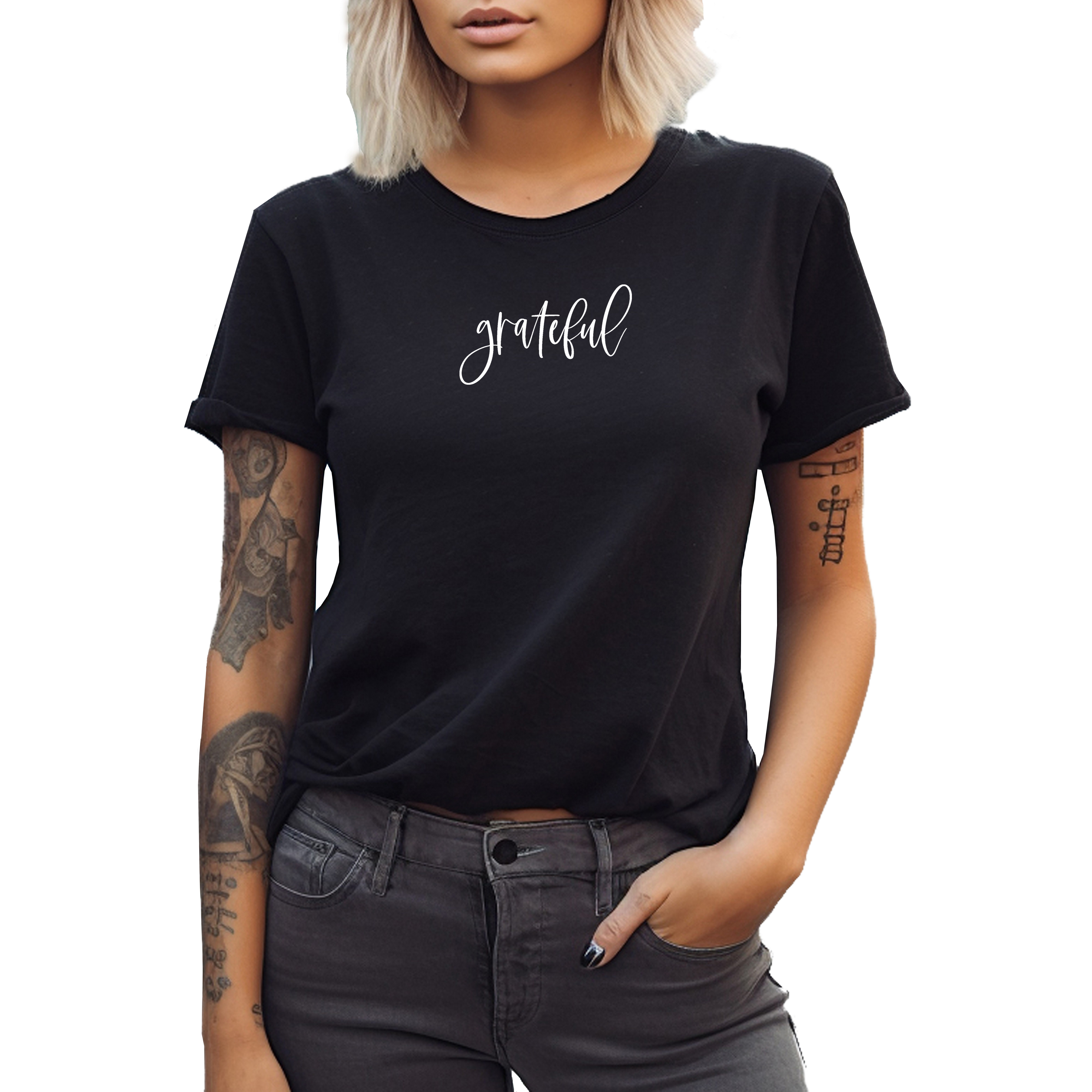 Banco T-Shirt Damen Sommer Grateful Unifarben hochwertiger Print