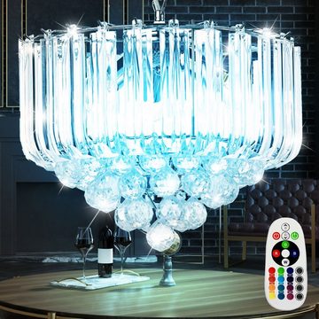 etc-shop LED Pendelleuchte, Leuchtmittel inklusive, Warmweiß, Farbwechsel, Pendel Leuchte Fernbedienung Kristalle Beleuchtung im Set