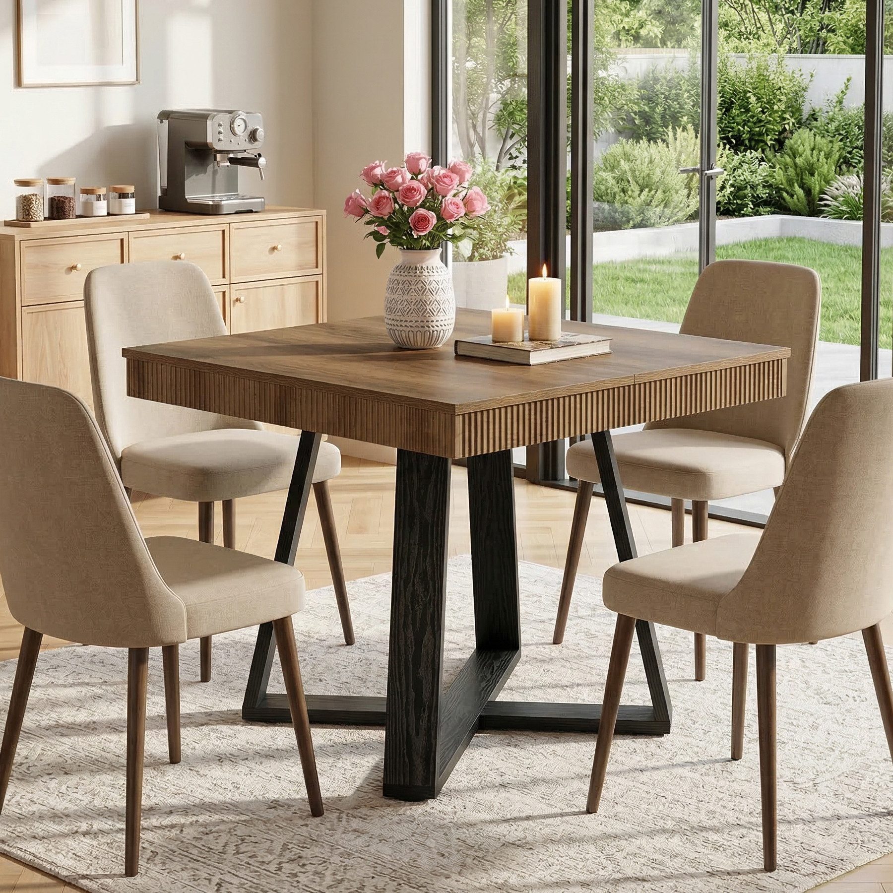 Esstisch Mit 3 Ablagen Bartisch-Set Mit 2 Gepolsterten Barhockern Und Rückenlehne, 3 Ablagen, Küchentisch Für Wohnzimmer, Esszimmer, Küche, Schwarz