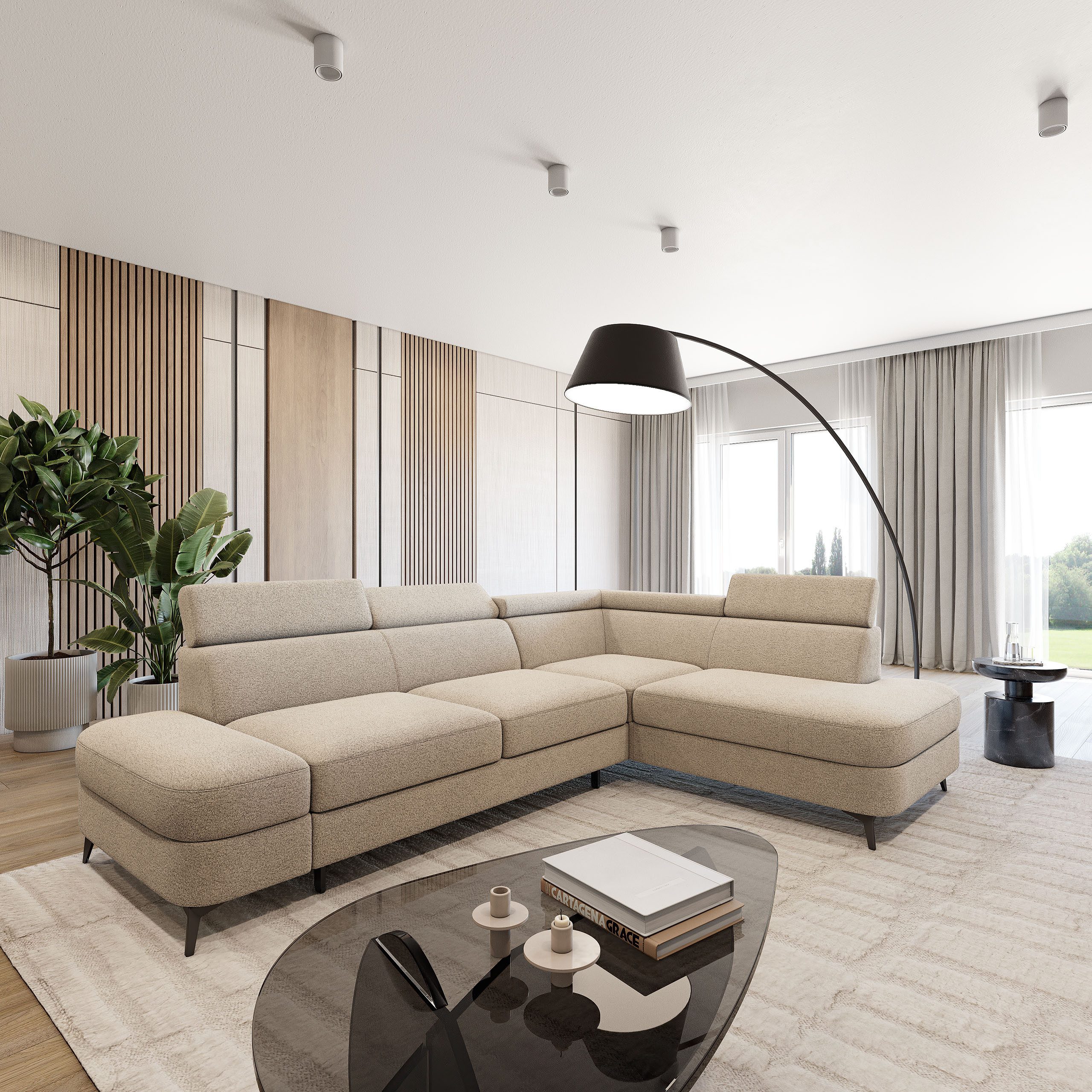 Masseno Ecksofa AVISE mit Schlaffunktion L-Form, Sofa mit Bettkasten