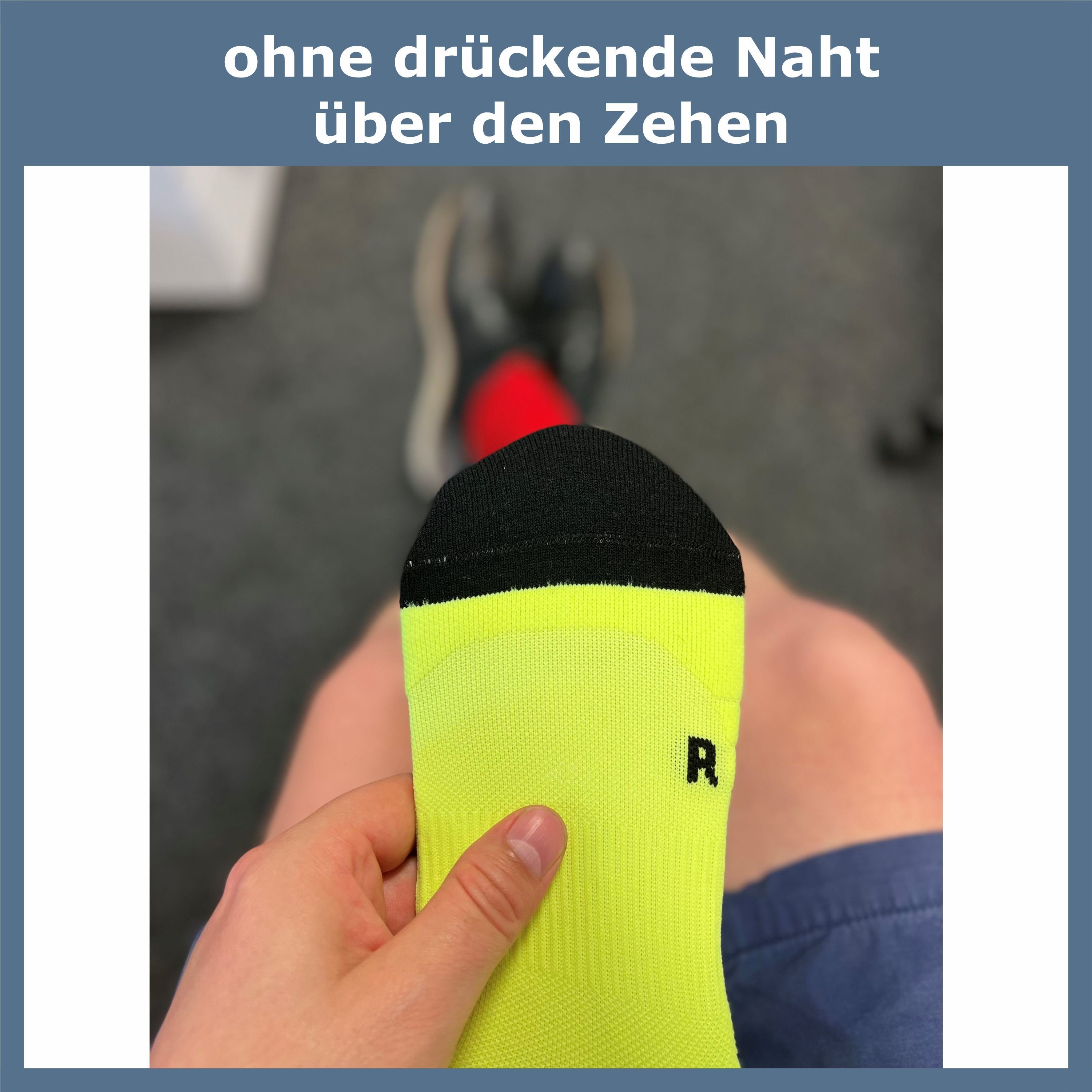 GAWILO Laufsocken (kurz) für Herren mit Kompression & Polsterung, bunt, schwarz & weiß  (5 Paar) Anatomisch korrekt für den linken und rechten Fuß gestrickt