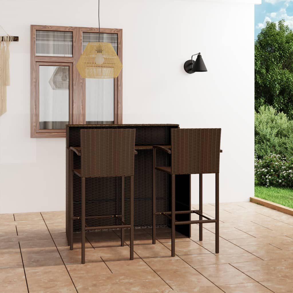furnicato Gartenbar-Set 3-tlg. Braun, (1-tlg)