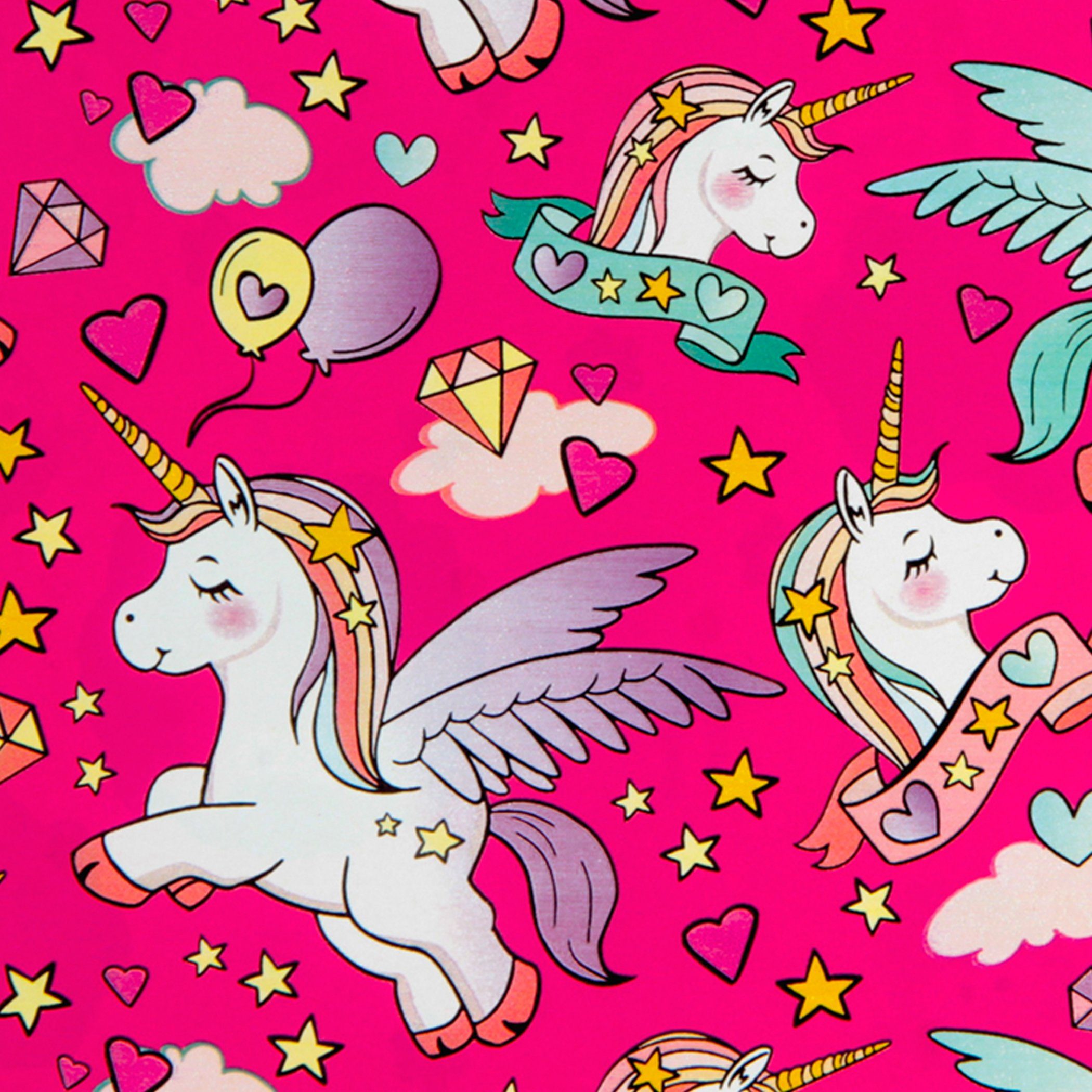 Star Geschenkpapier, Geschenkpapier Einhorn 70cm x Rolle 2m pink