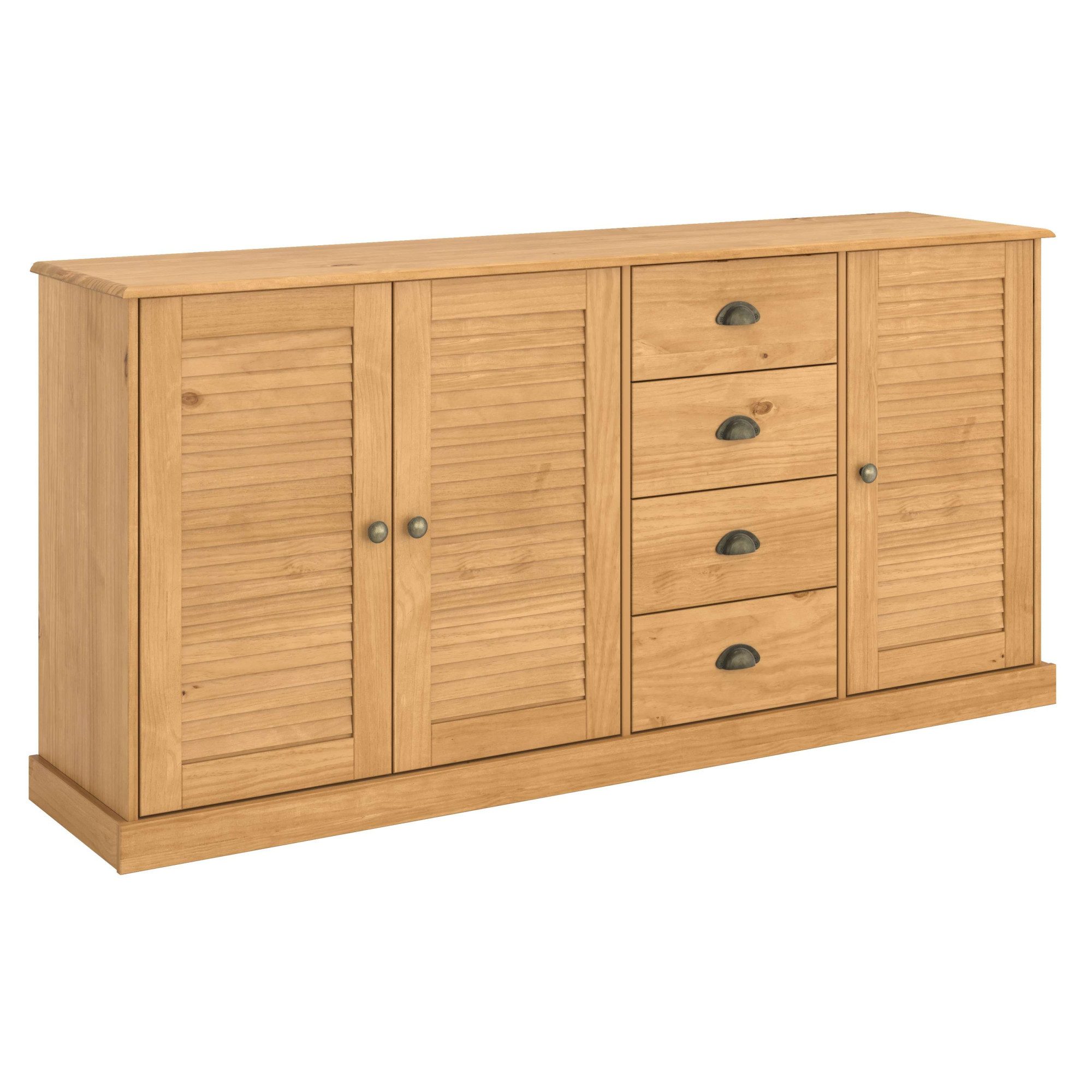 OTTO home Sideboard Turia, mit Lamellentüren, Kommode aus massivem Kiefernholz, FSC®, 4 Schubkasten, Breite 166 cm