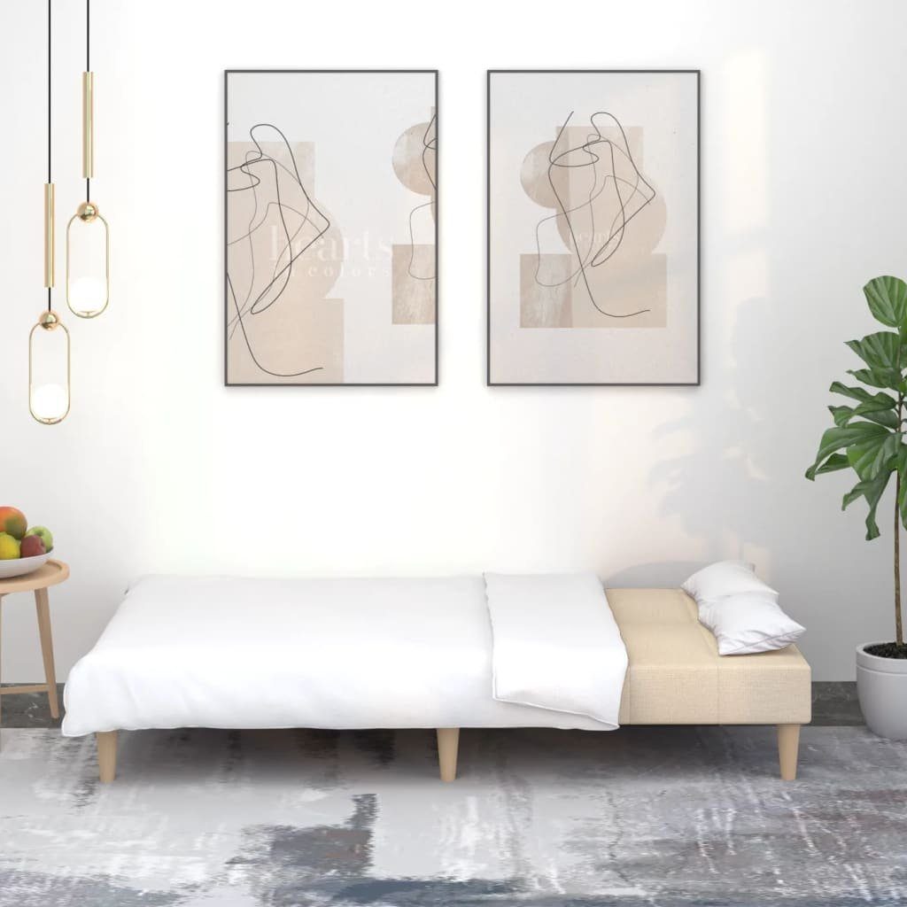 vidaXL Sofa Schlafsofa 2-Sitzer Creme Stoff günstig online kaufen