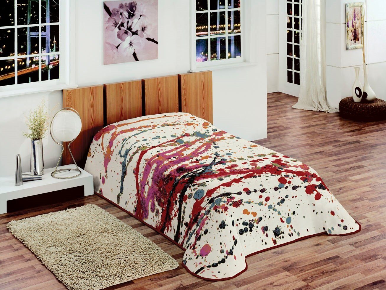 TeppichHome24 Tagesdecke Wohndecke Bunt gepunktet