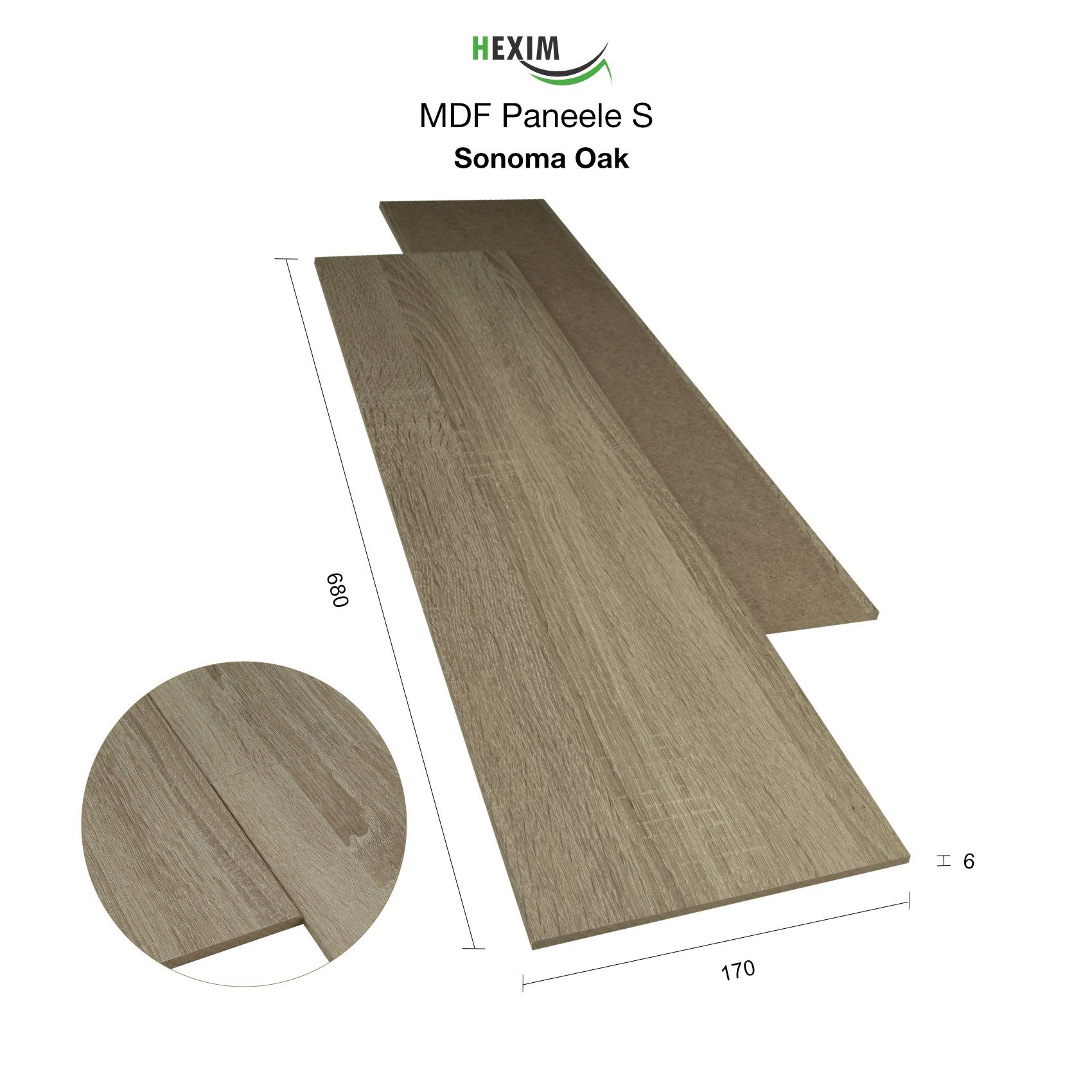 Hexim Wanddekoobjekt Sonoma Oak (Paneele aus günstig online kaufen