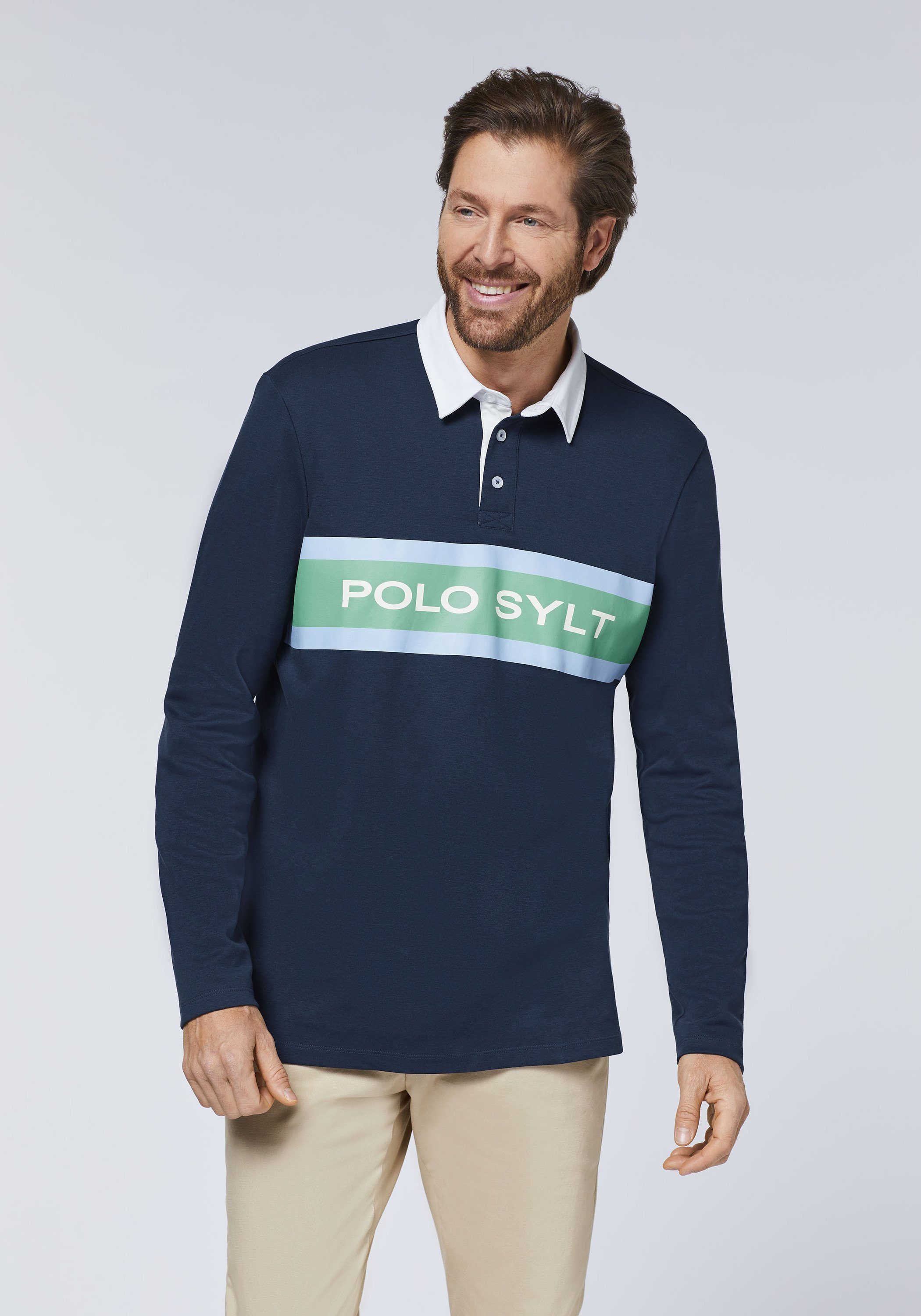 Total Sylt Polo im Poloshirt Label-Design 19-4010 Eclipse
