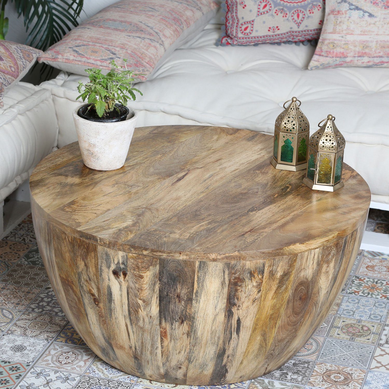 Casa Moro Wohnzimmertisch Couchtisch TORINO Ø 55, 70, 80 cm rund Massivholz günstig online kaufen