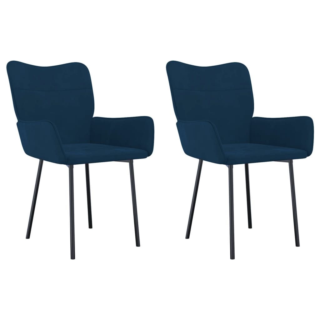 Esszimmerstuhl Esszimmerstühle 2 Stk. Blau Samt