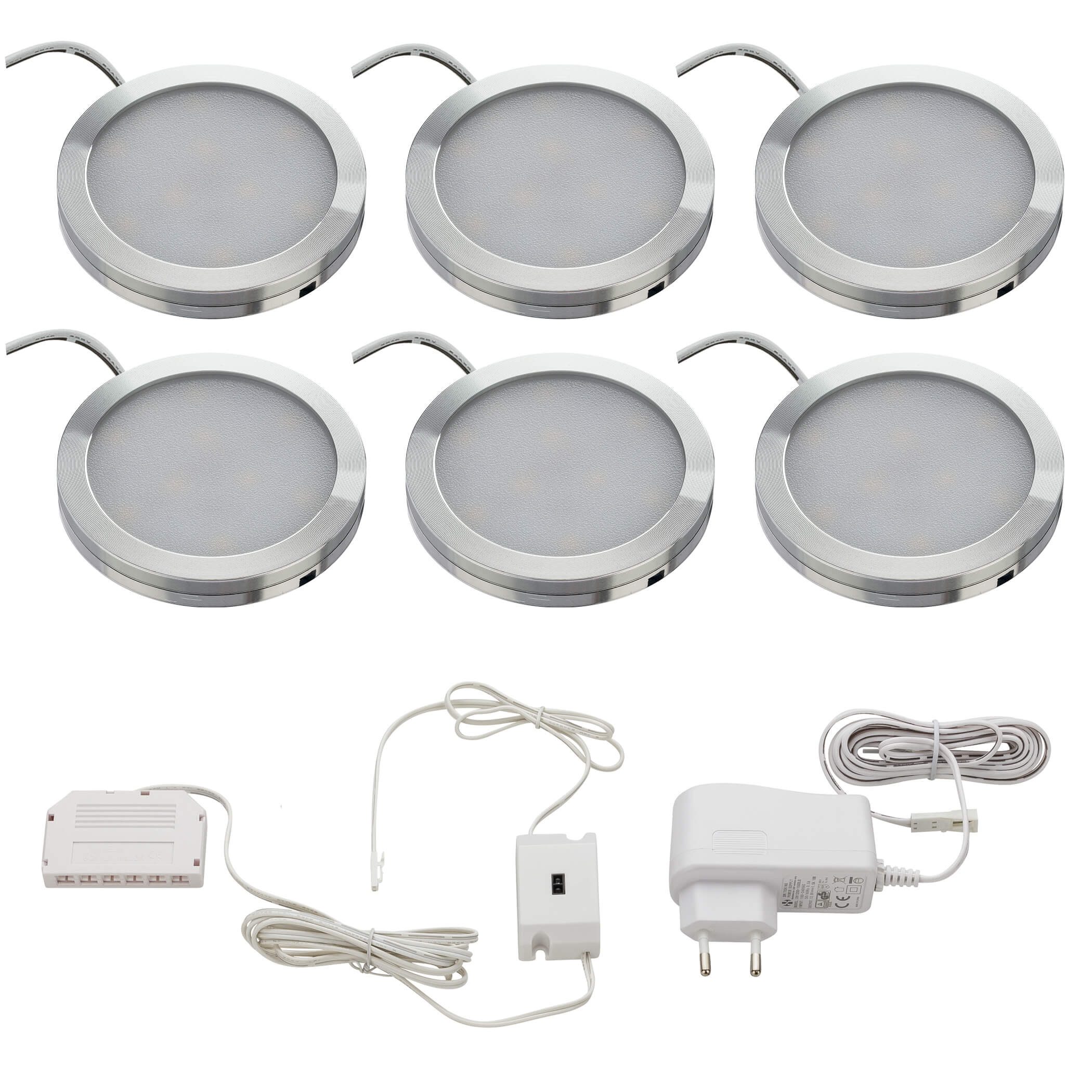 SEBSON Aufbauleuchte LED Schrankleuchte 6er Set, IR Sensor, dimmbar, 6x 2W, 130lm warmweiß