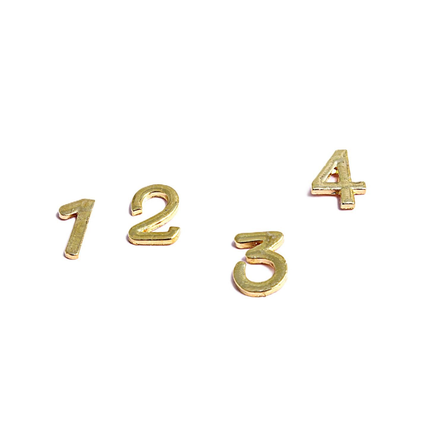 Deko AS Dekoobjekt Metallzahlen mit Nadel - gold - 22 mm - 1 VE = 16 Stück - 91016 20 (8 St., 2 Zahlen-Sets für Advent [1 - 4), Metallzahlen [1-4] mit Nadeln