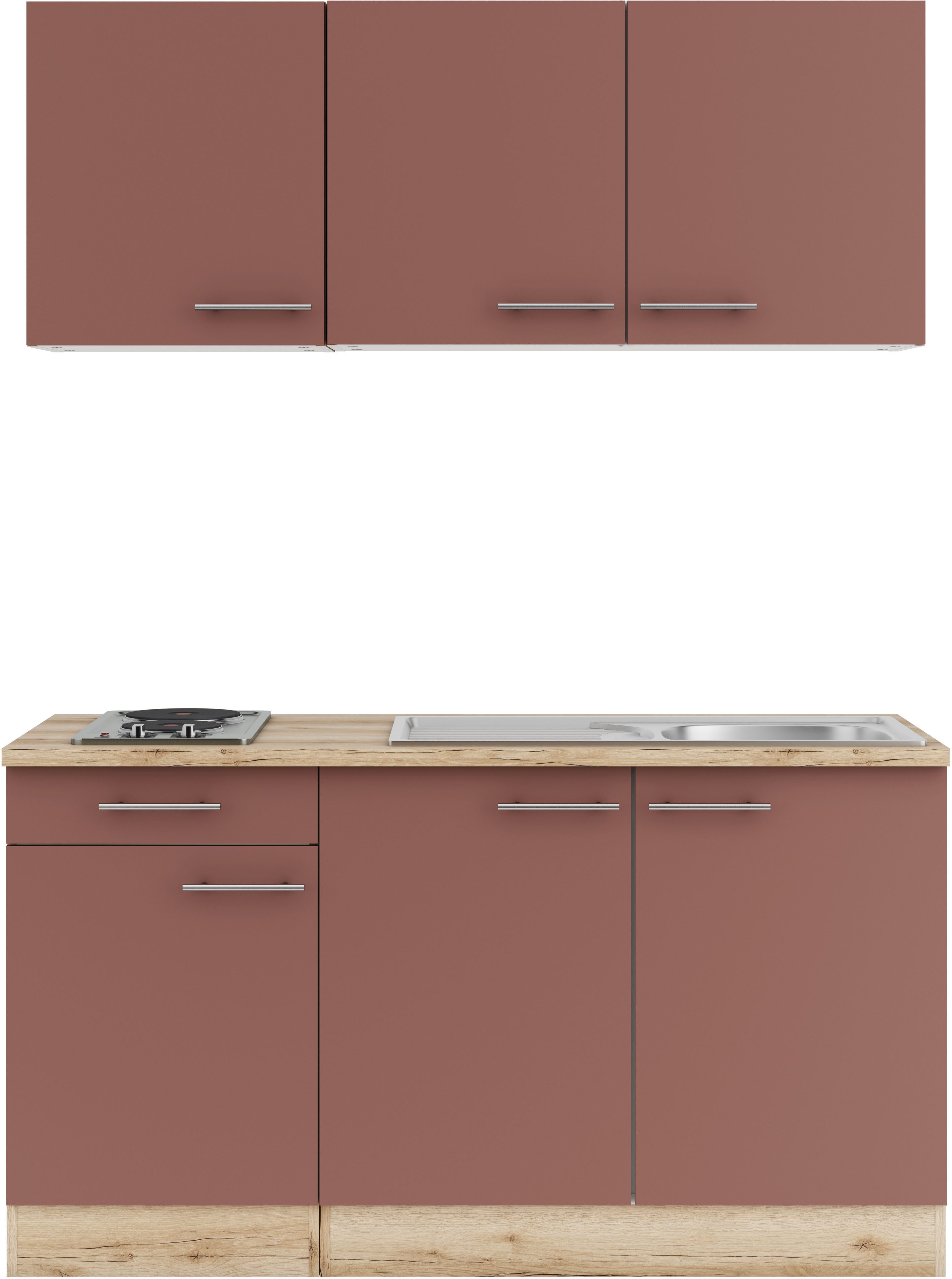 OPTIFIT Pantryküche Bella, Breite 150 cm, wahlweise mit Kochfeld oder Unterbaukühlschrank
