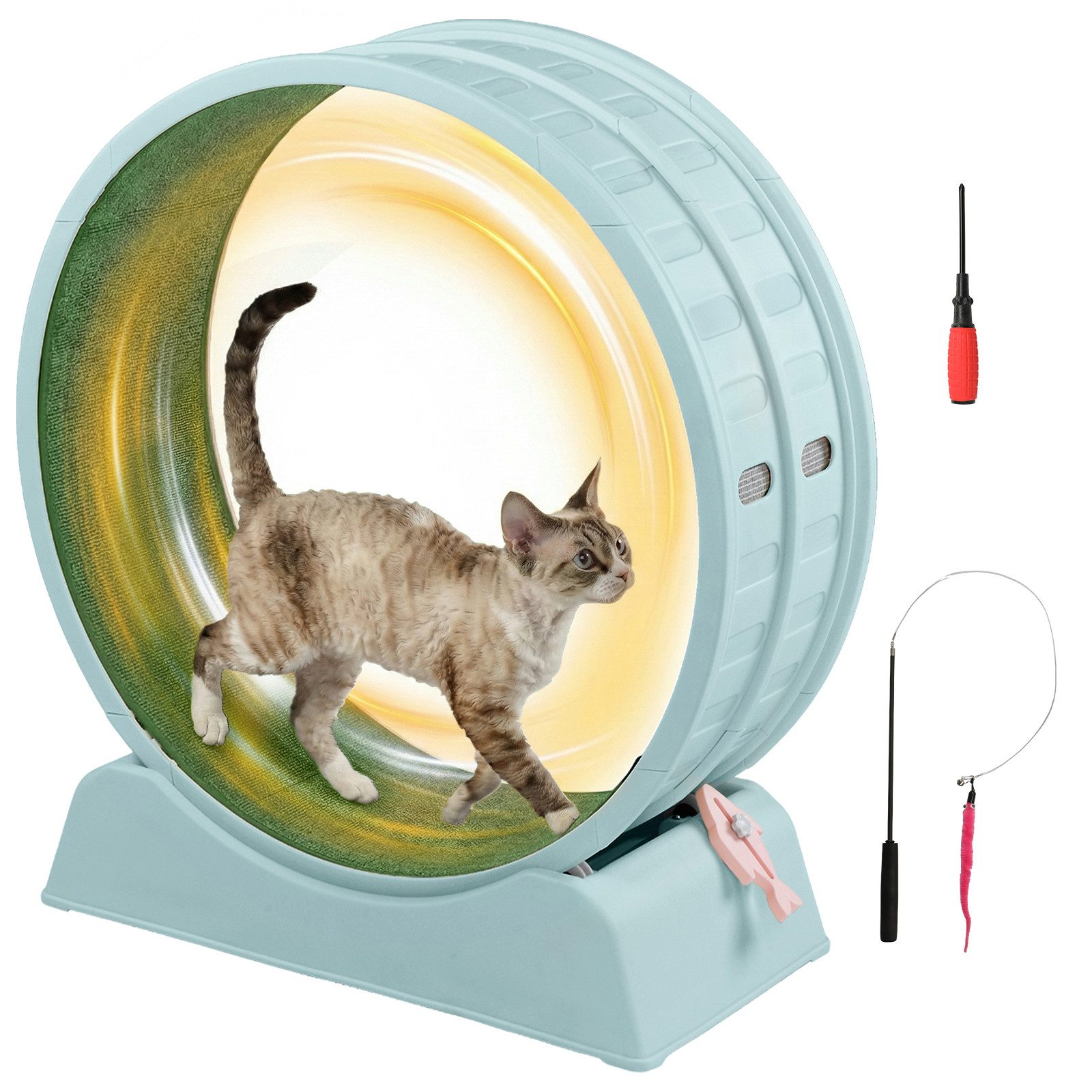 LALAHO Tier-Intelligenzspielzeug Katzenlaufband, leise Laufband für Katzen, PP-Kunststoff, Innendurchmesser 80cm, Sicherheitsschloss-Design, Blau