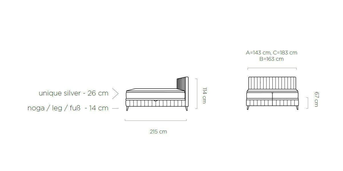 Boxspringbett Bett 180x200 Bett, Schlafzimmer JVmoebel Doppel Luxus Klassisch