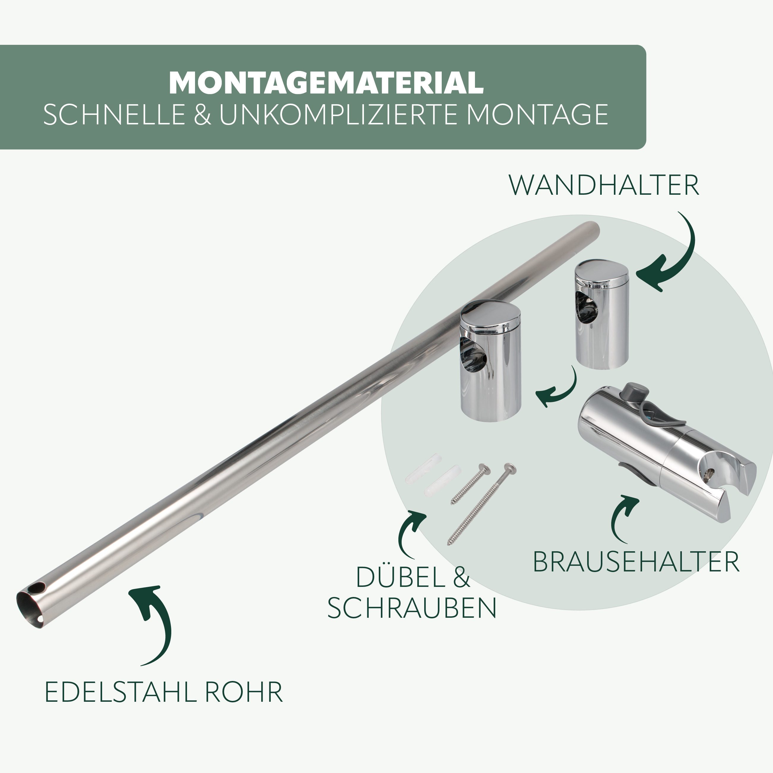 bremermann Duschstange Brausestange Edelstahl 71,5 cm – inkl. Konus-Brausegleiter – Bild 5 von 5