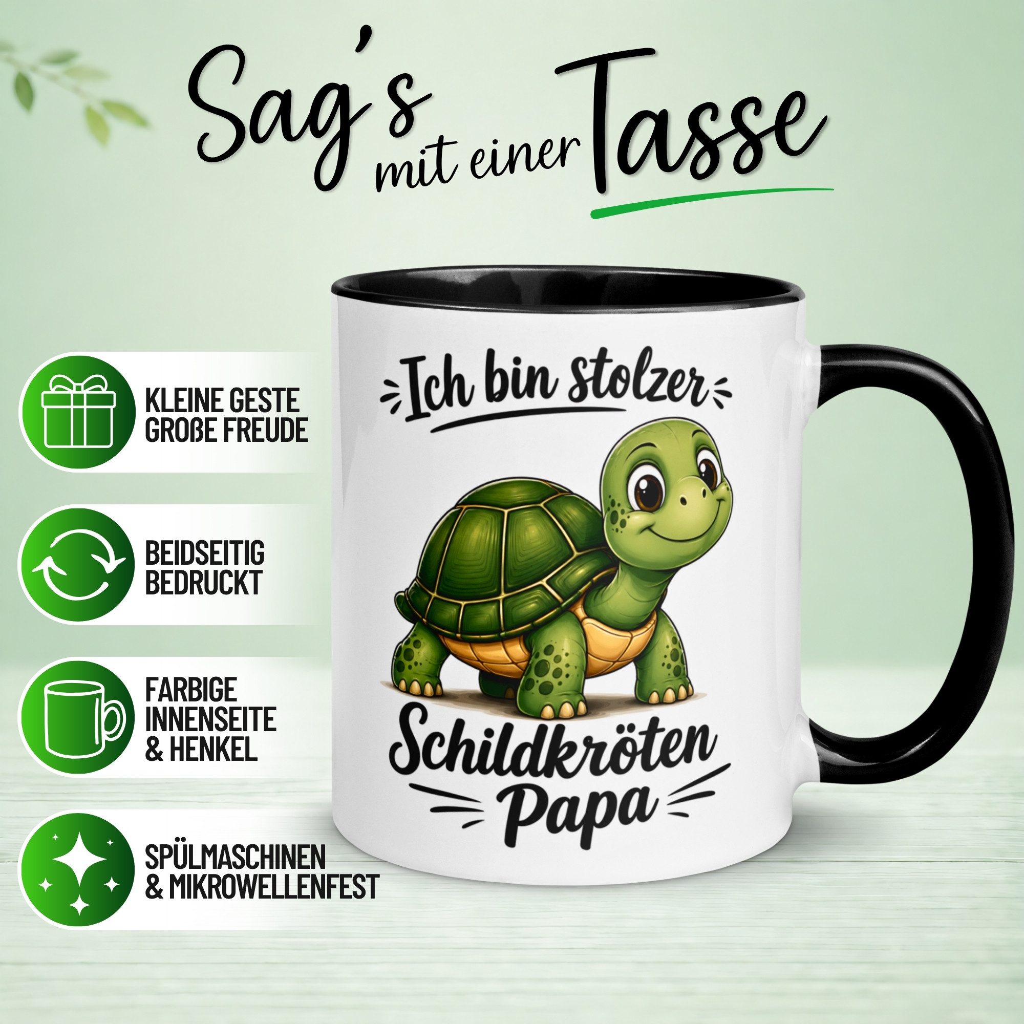 Momentals Tasse Schildkröte – „Stolzer Schildkröten Papa“ – Schildkröten Geschenk, Gratis Versand · Links-&Rechtshänder · Spülmaschinenfest