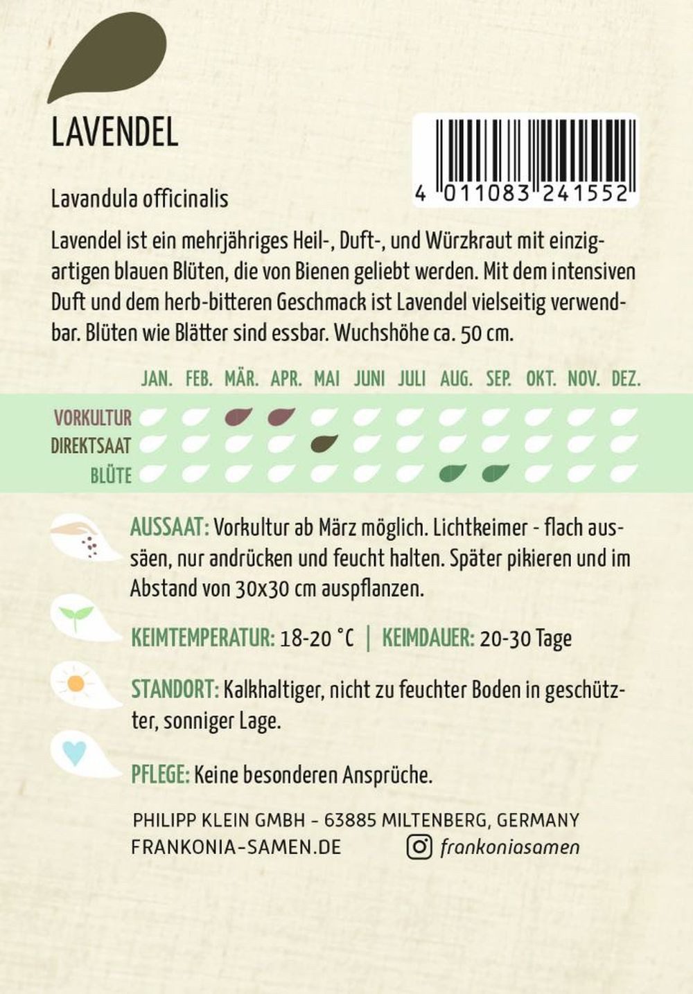 FRANKONIA Kräutersamen Lavendel - Duftintensiv Kräuter-Samen Gewürz Saatgut Samen, Lavandula officinalis