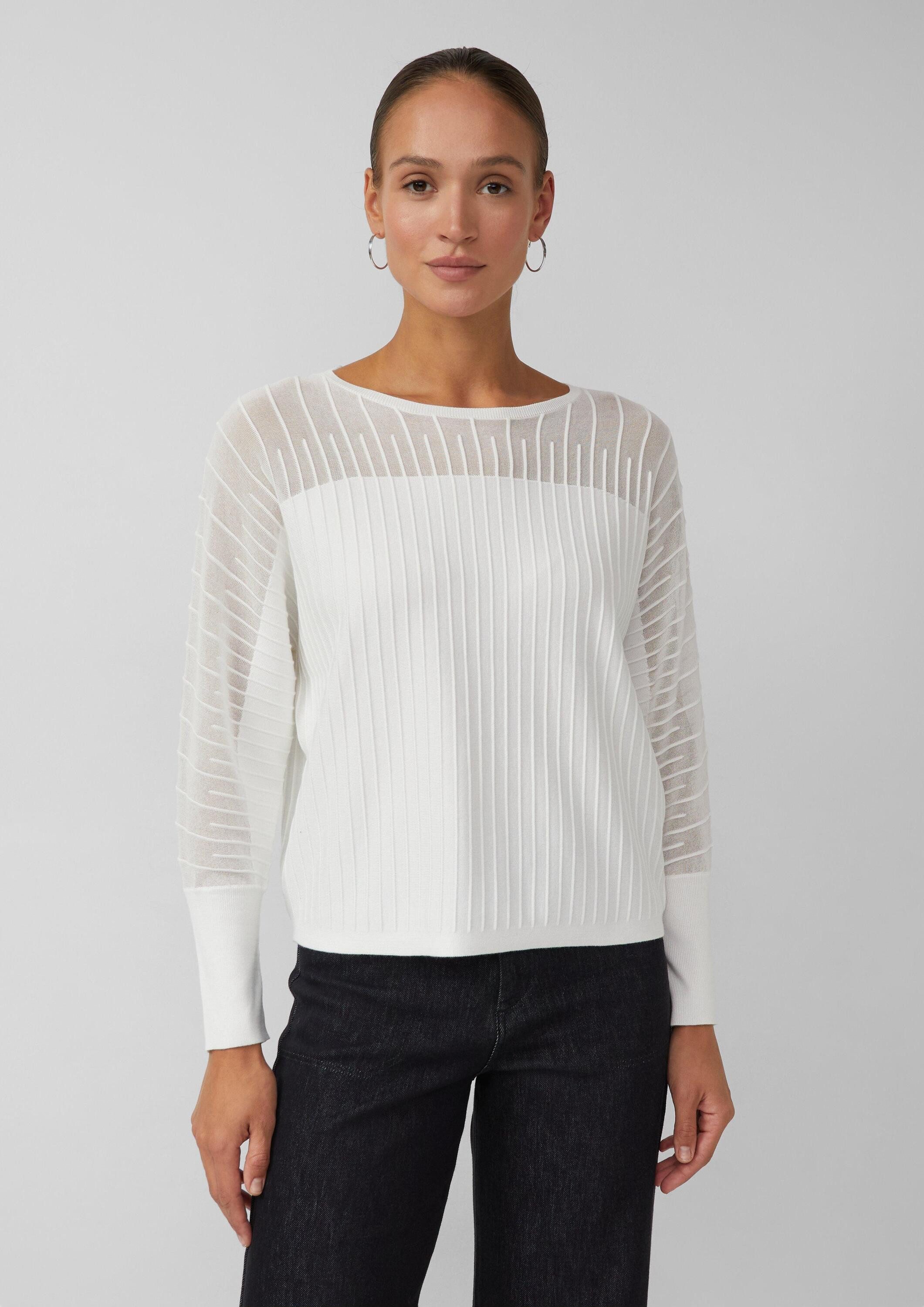 s.Oliver Longpullover Вязаные свитера Feinstrickpullover mit Fledermausärmeln und Ottoman-Struktur