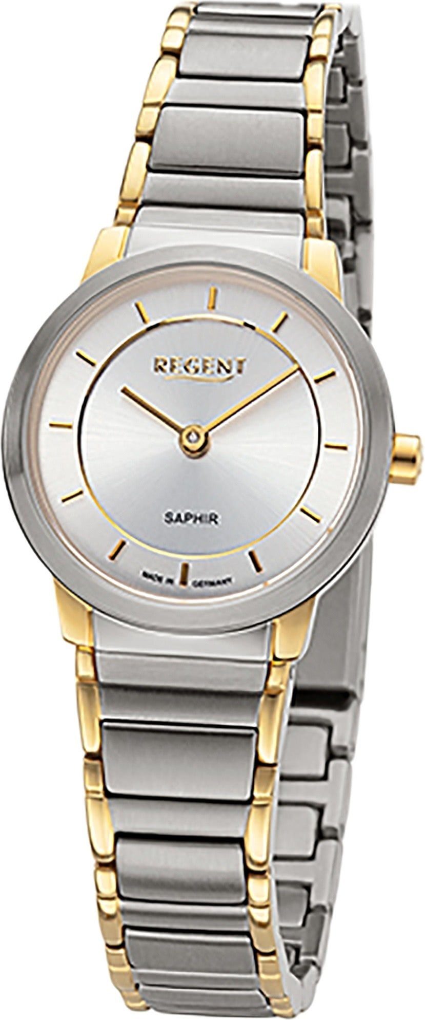 klein rund, Regent Damen Armbanduhr Analoganzeige, Damen (ca. 26,5mm), Quarzuhr Regent Armbanduhr Metallbandarmband