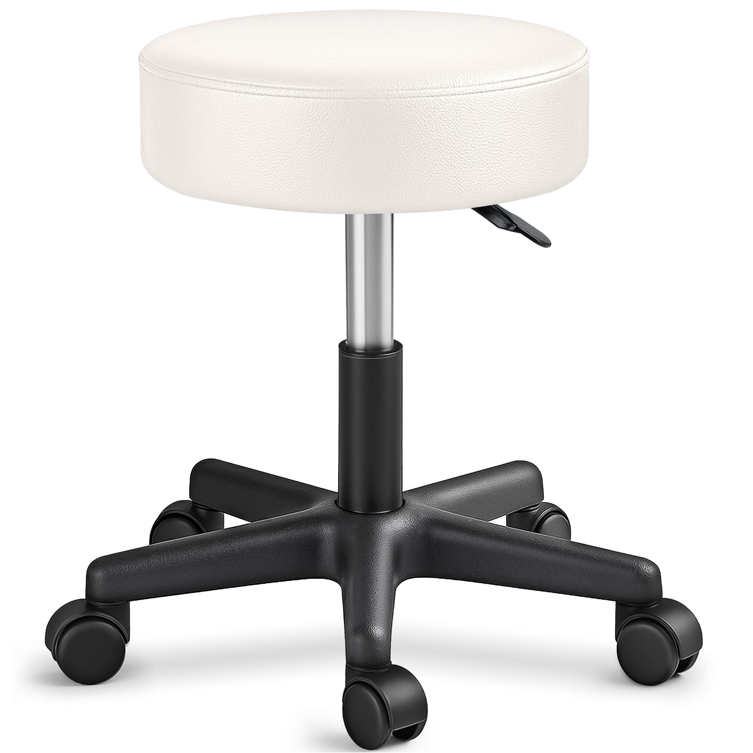 TRESKO Drehhocker Rollhocker höhenverstellbar, 10 cm Dicke Polsterung, Arbeitshocker Hocker 360° drehbar