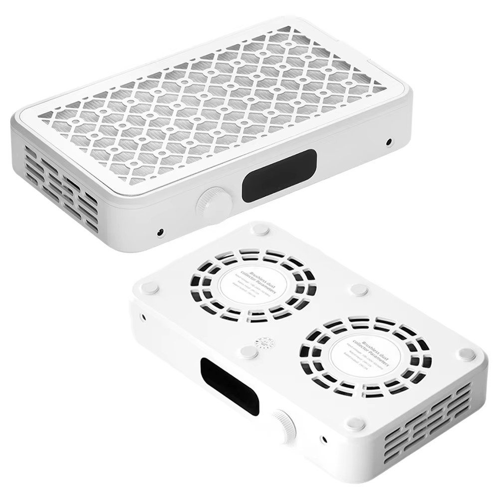 Athlix Nagelstaubsauger Nagelstaubabsauger Twin Turbo Vakuum-Nagelstaubsammler, Wiederverwendbarer Filter, Stufenweise Anpassung der Saugleistung