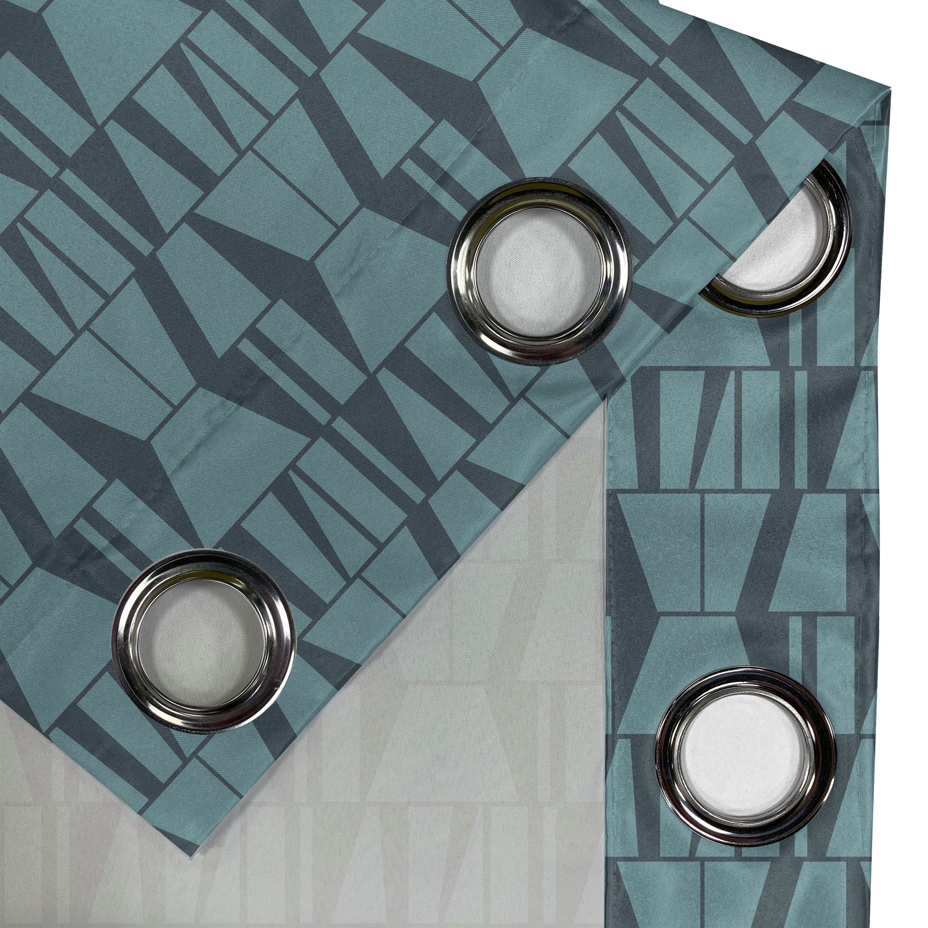 für Blau Wohnzimmer, 2-Panel-Fenstervorhänge Schlafzimmer Abakuhaus, Dekorative Moderne Gardine Triangles Quadrat