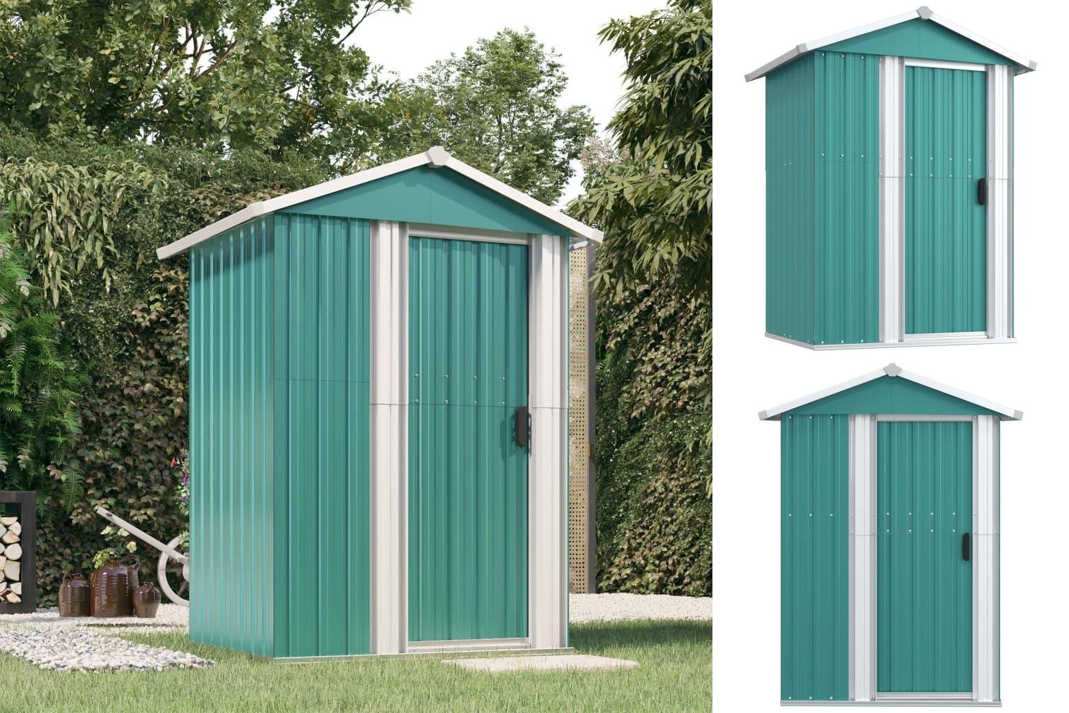 vidaXL Garten-Geräteschrank Geräteschuppen Grün 126x97,5x177 cm Verzinkter Stahl Gartenhaus Geräte