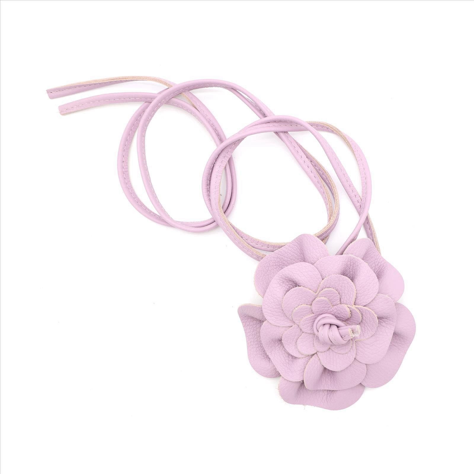 MIRROSI Taillengürtel Blume aus Echtleder zu binden, Einheitsgröße, Made in Italy Einheitsgröße (Geeignet für einen Hüftumfang bis zum ca.150 cm)