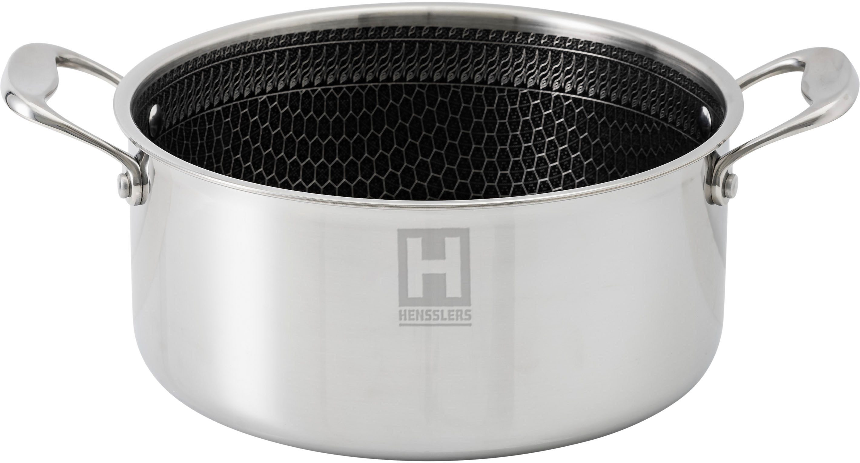 HENSSLERS Topf-Set, Edelstahl (Set, 2-tlg., je 1 Kochtopf Ø 20 und 24 cm, mit Glasdeckel), 3-Schicht Material mit Wabenstruktur, Induktion, 2,8L und 5,0L