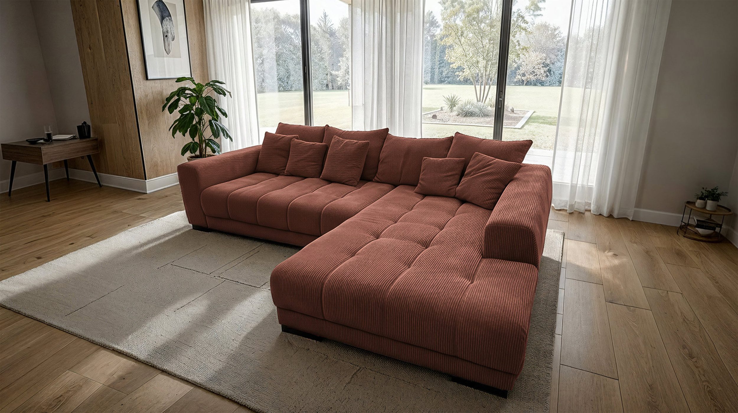 Massivart® Ecksofa Cord 300x215 cm / Nosagfederung / Cordsofa / ARTEMIS, in günstig online kaufen