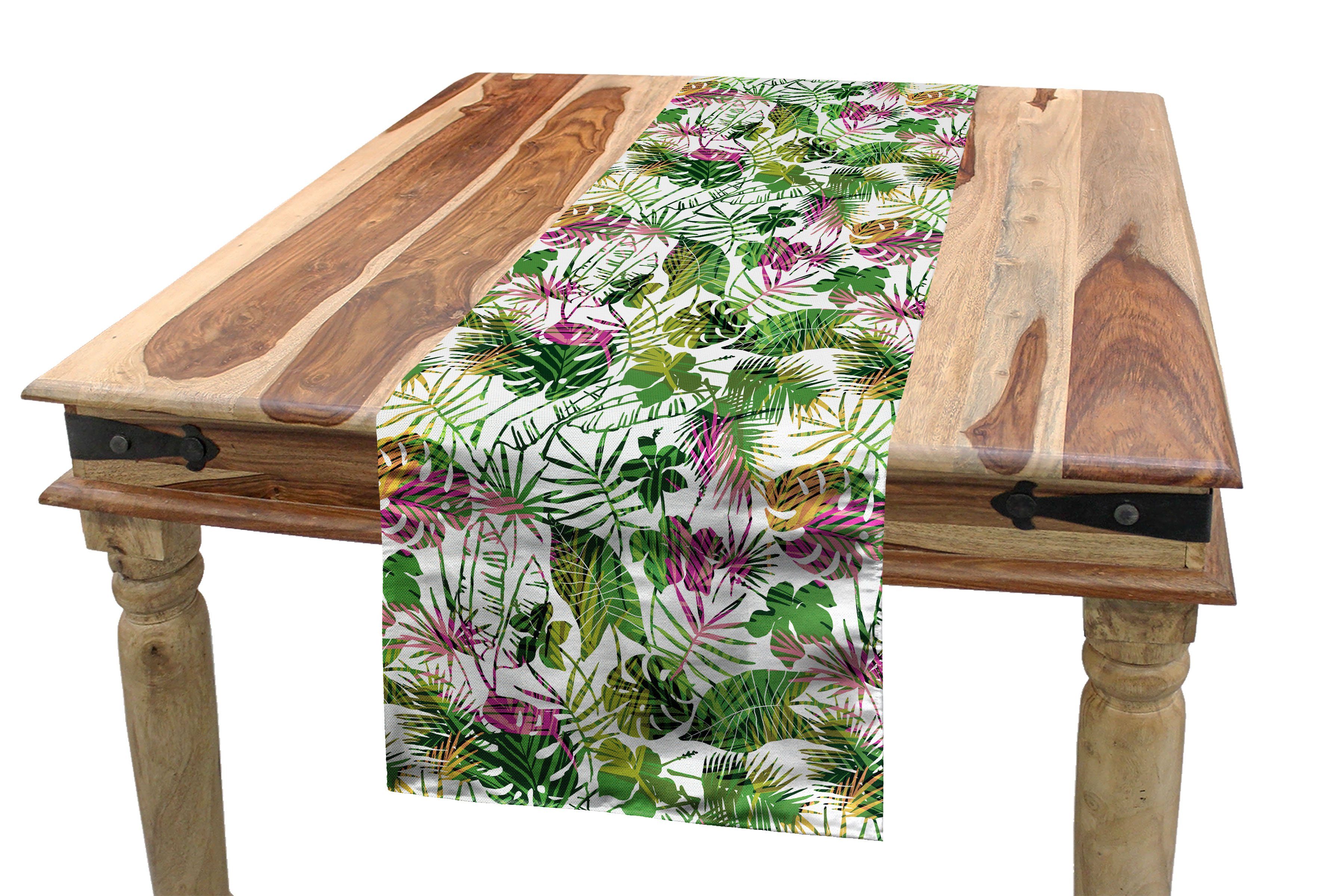 Abakuhaus Tischläufer Esszimmer Küche Rechteckiger Dekorativer Tischläufer, Tropisch Pflanzen von Hawaii-Flora