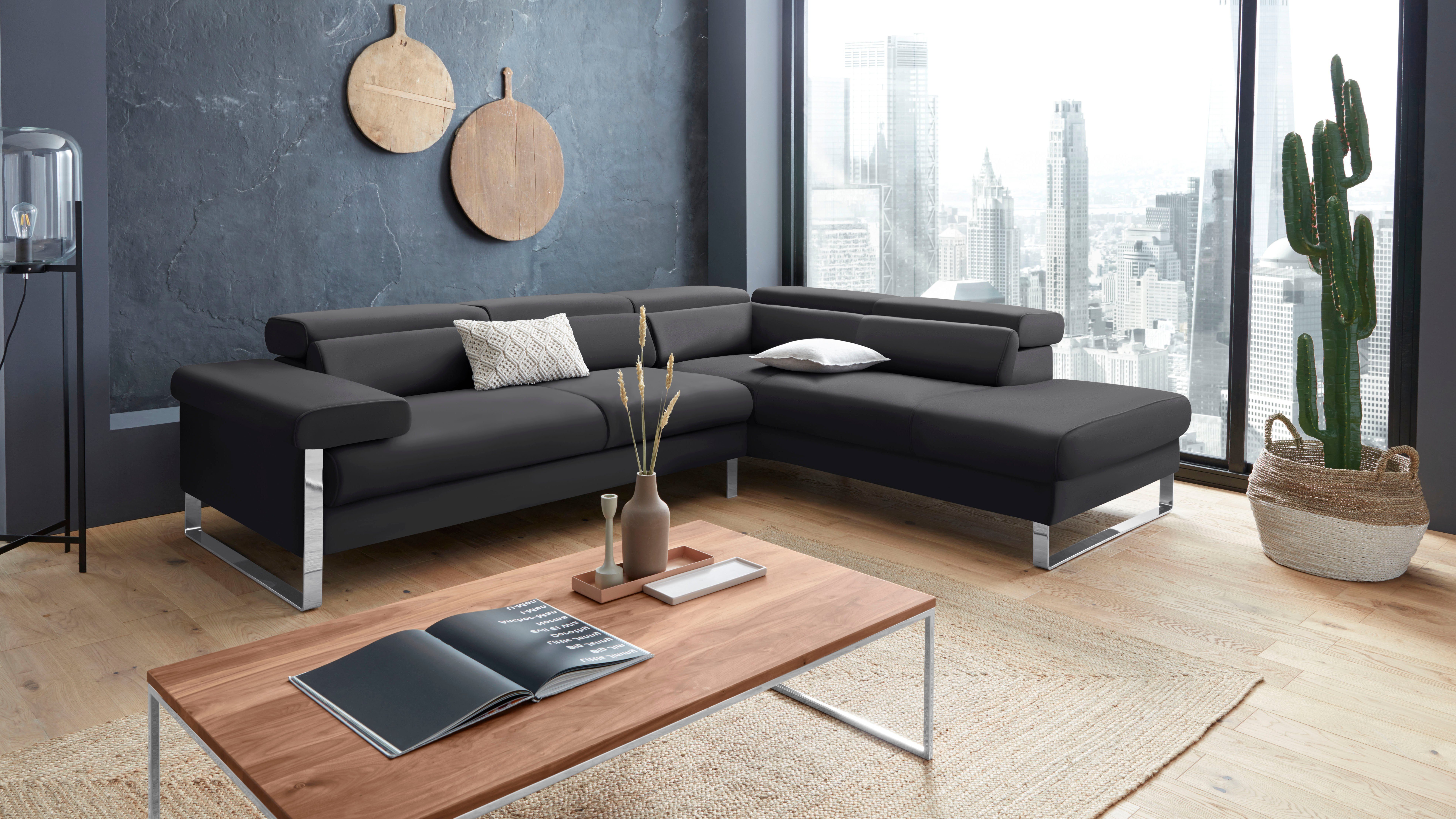 W.SCHILLIG Ecksofa finn, toller Sitzkomfort, L-Form, hochwertige Verarbeitungsdetails, German Design Award 2016, Fußgestell Chrom glänzend, Breite 281 cm