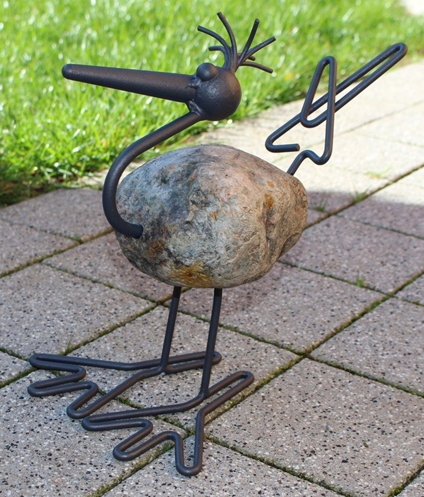 JS GartenDeko Tierfigur Steinfigur Vogel Grisza-60 H 30 cm Figur aus Steinfindling und Metall