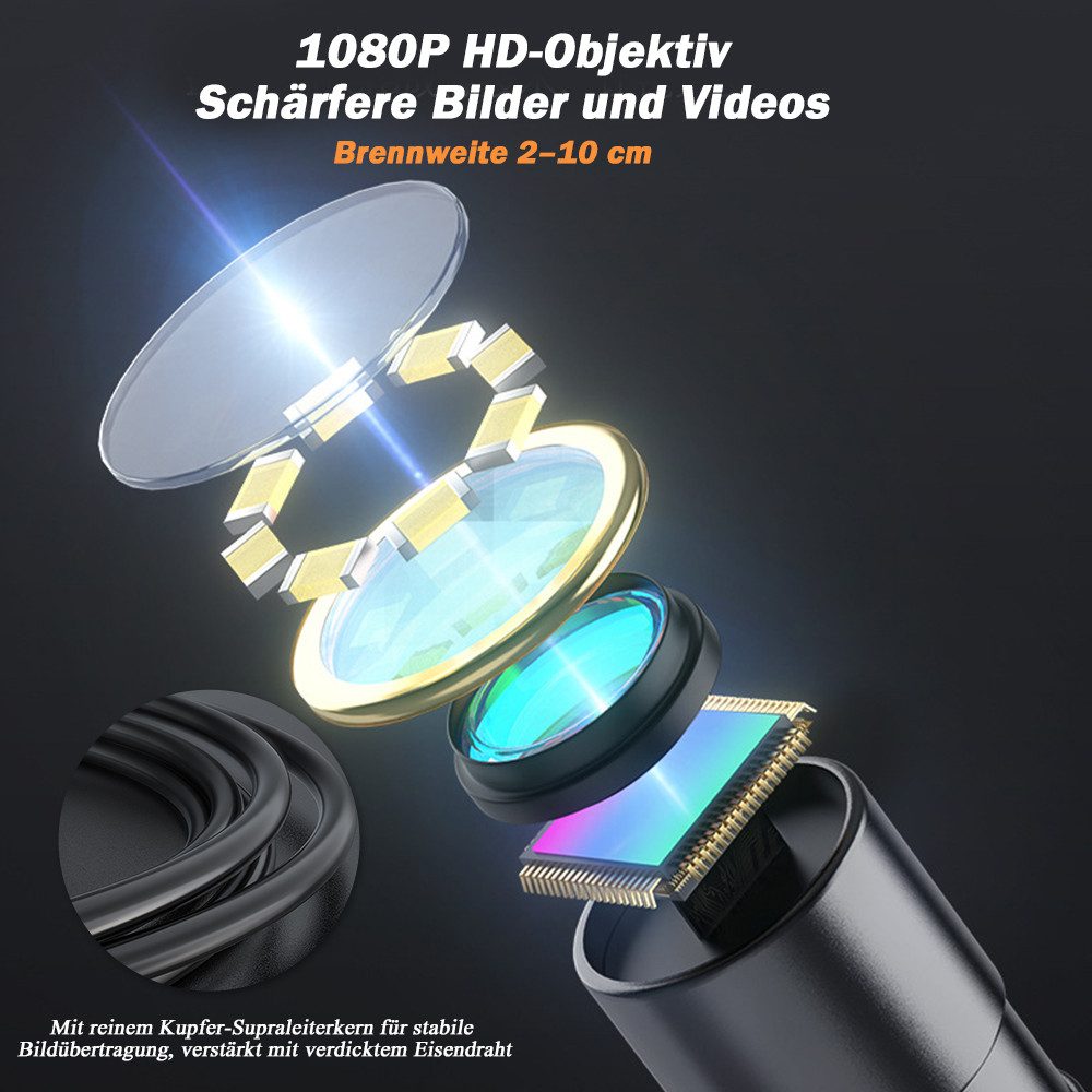 TUWENA Endoskop-Kamera mit Licht, IP67 wasserdichtes Boroskop Inspektionskamera (1080P HD Inspektionskamera, Flexible Endoskop-Bamera)